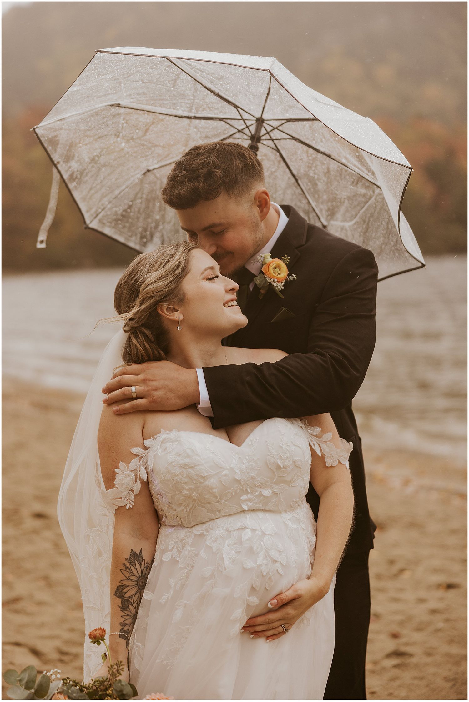 Bride and groom on their elopement day in NH