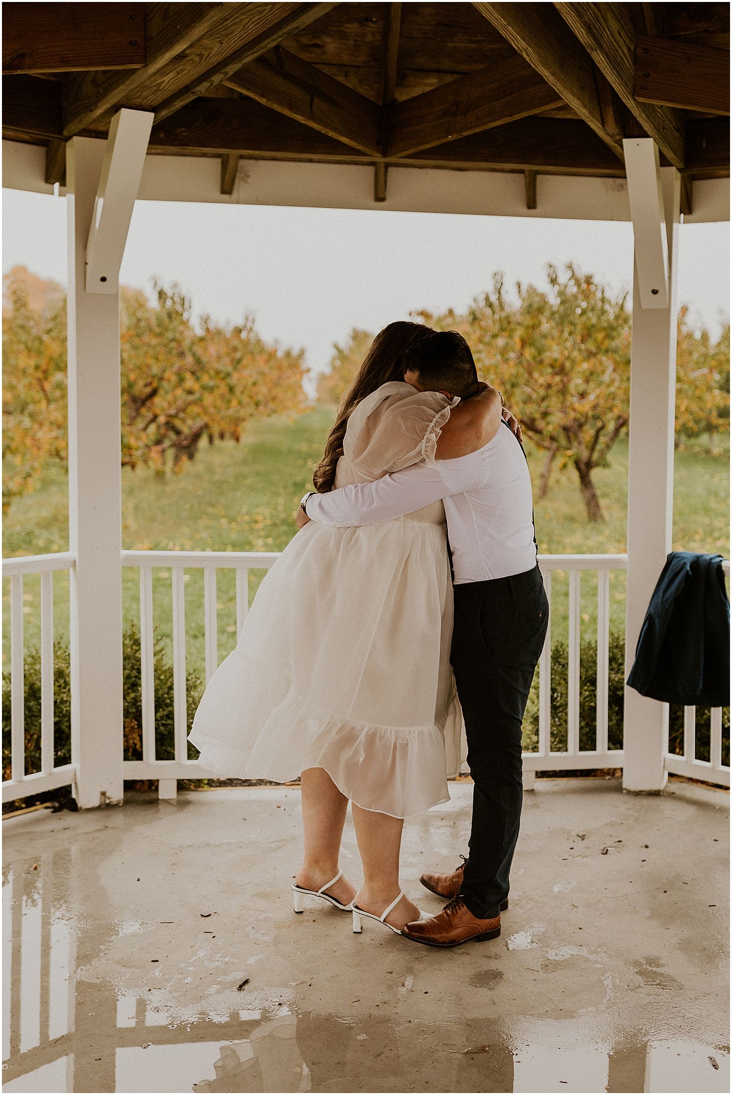 Bride and groom at New England elopement ceremony