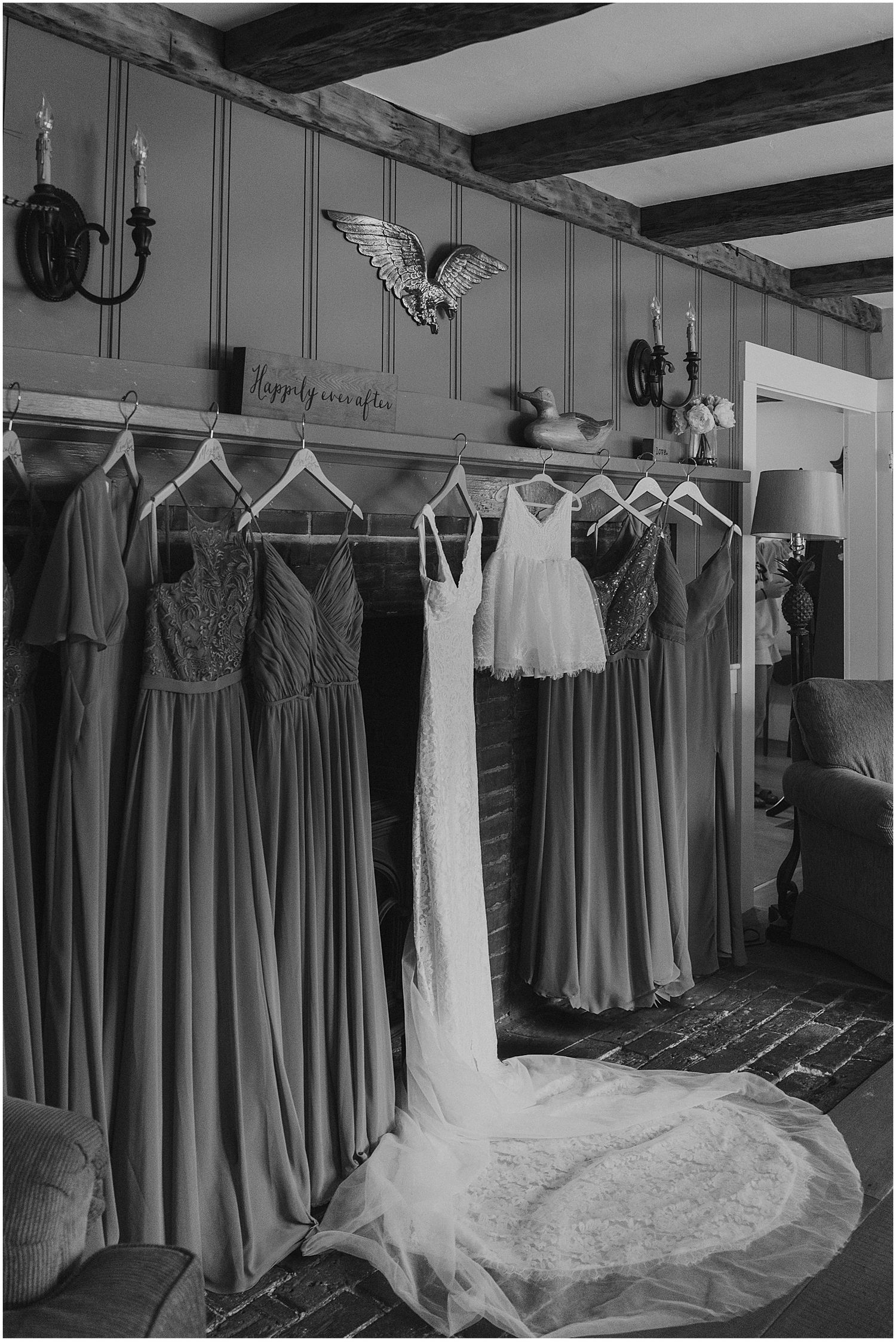 Bridesmaids dresses and bridal gown for a Whiteface Hollow wedding