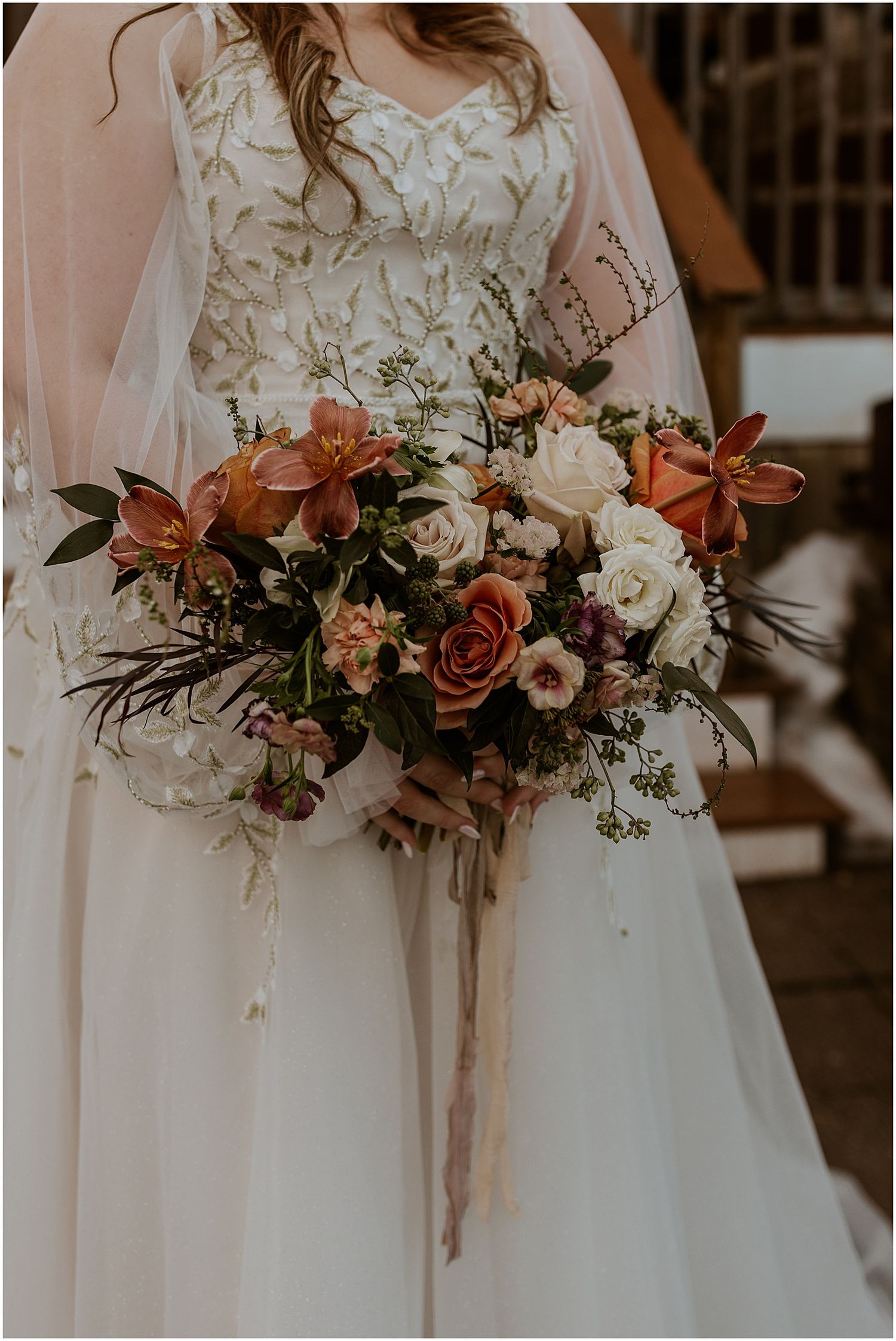 Peach and blush bridal bouquet