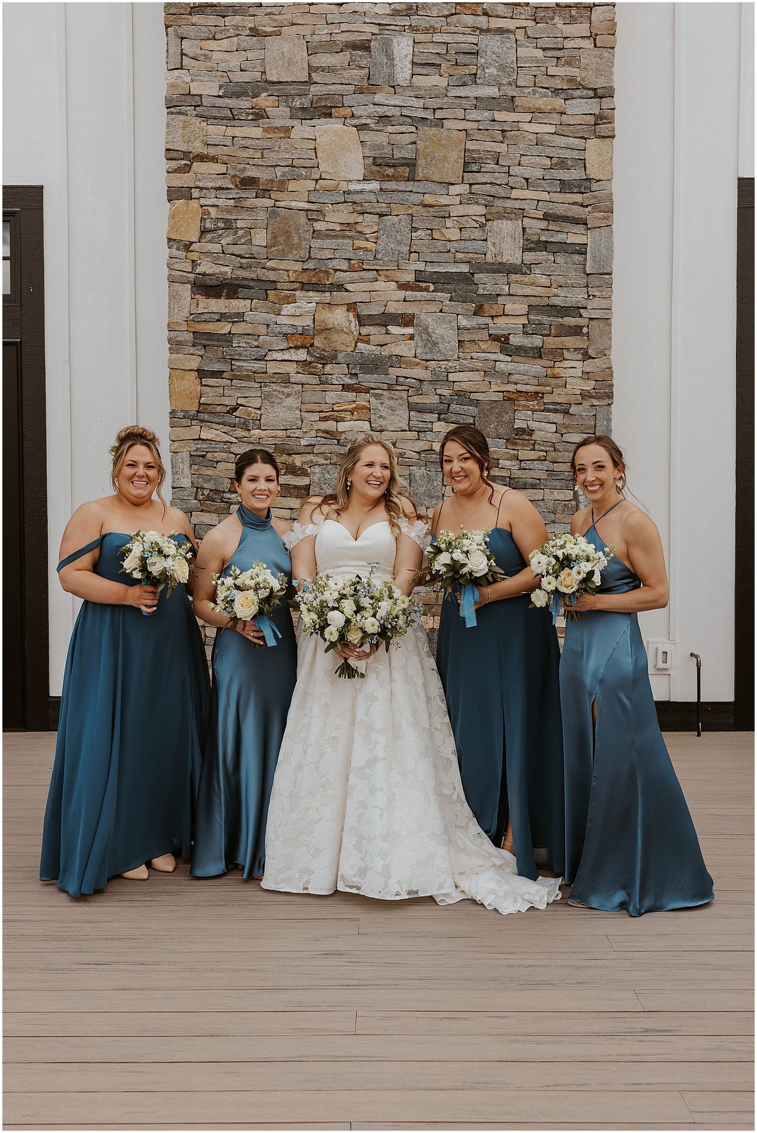 Bridesmaids portrait owls nest wedding
