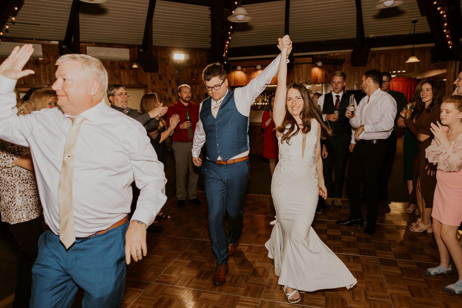 Wedding reception in the Octagon Lodge at Loon Mountain.