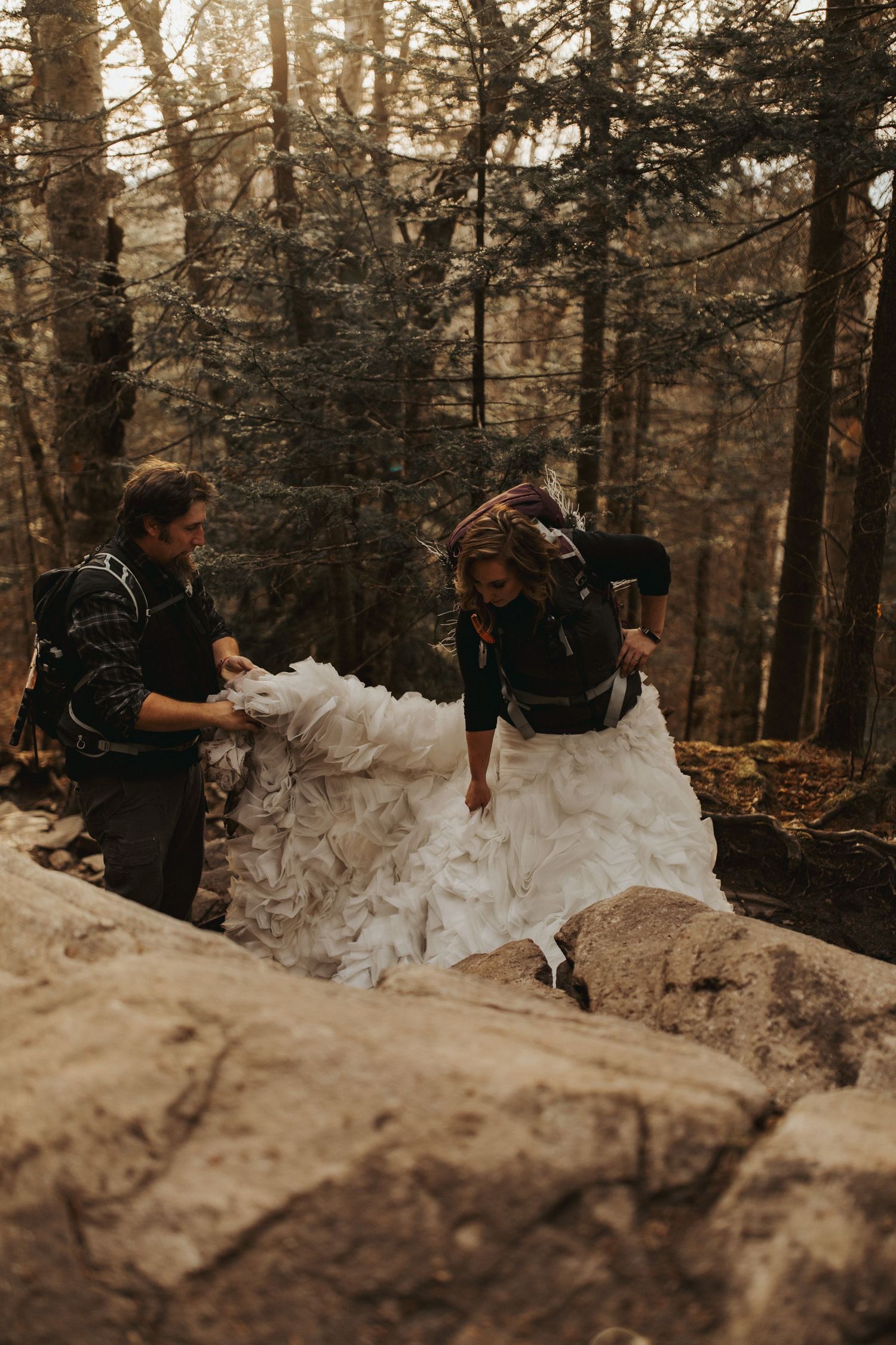 Jackie and Andy Brosonski elope on Mount Cardigan at Sunset