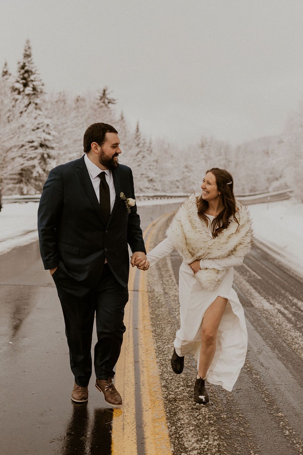 White mountains winter elopement NH