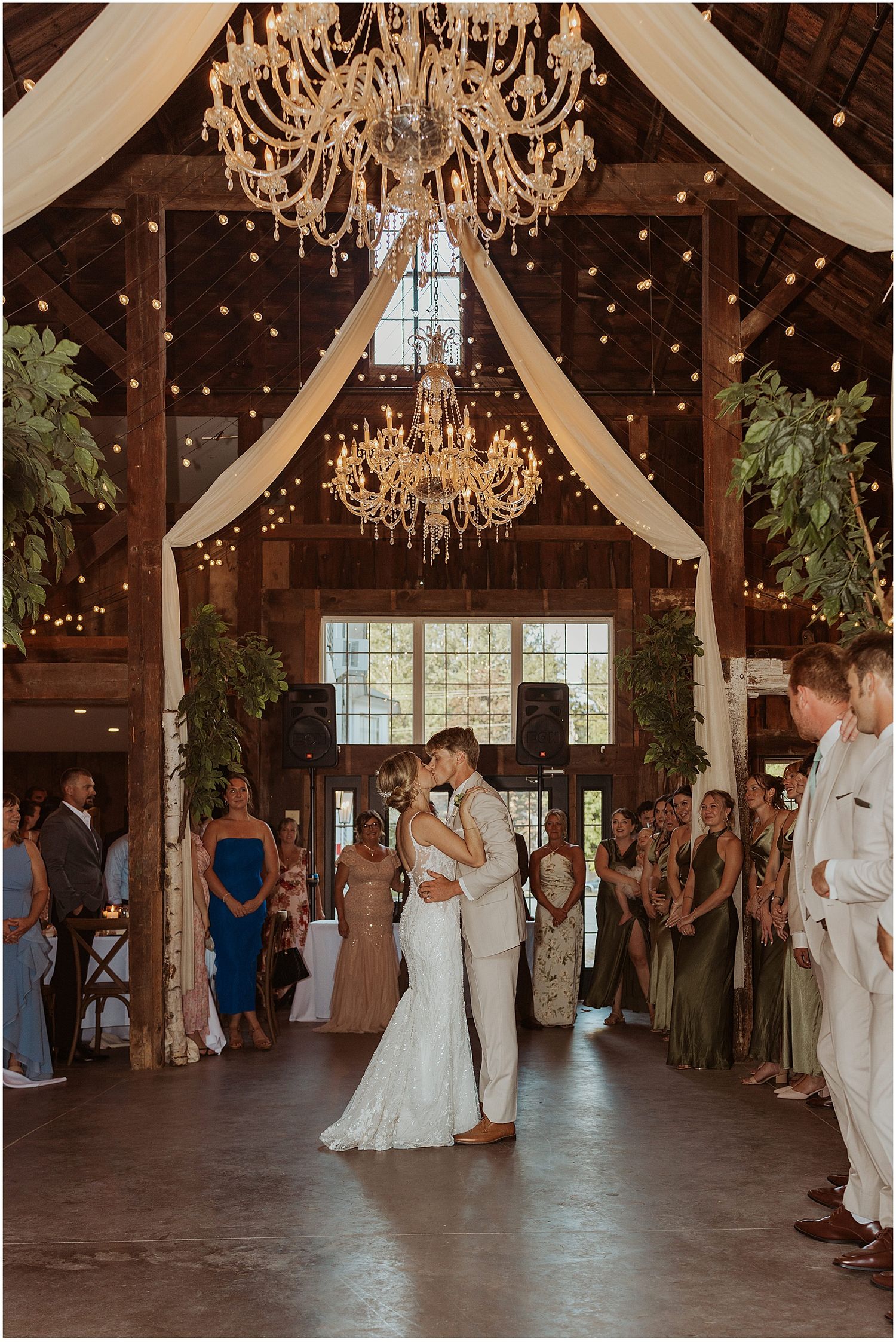 Bride and groom having their first dance at their Winthrop Carter House wedding