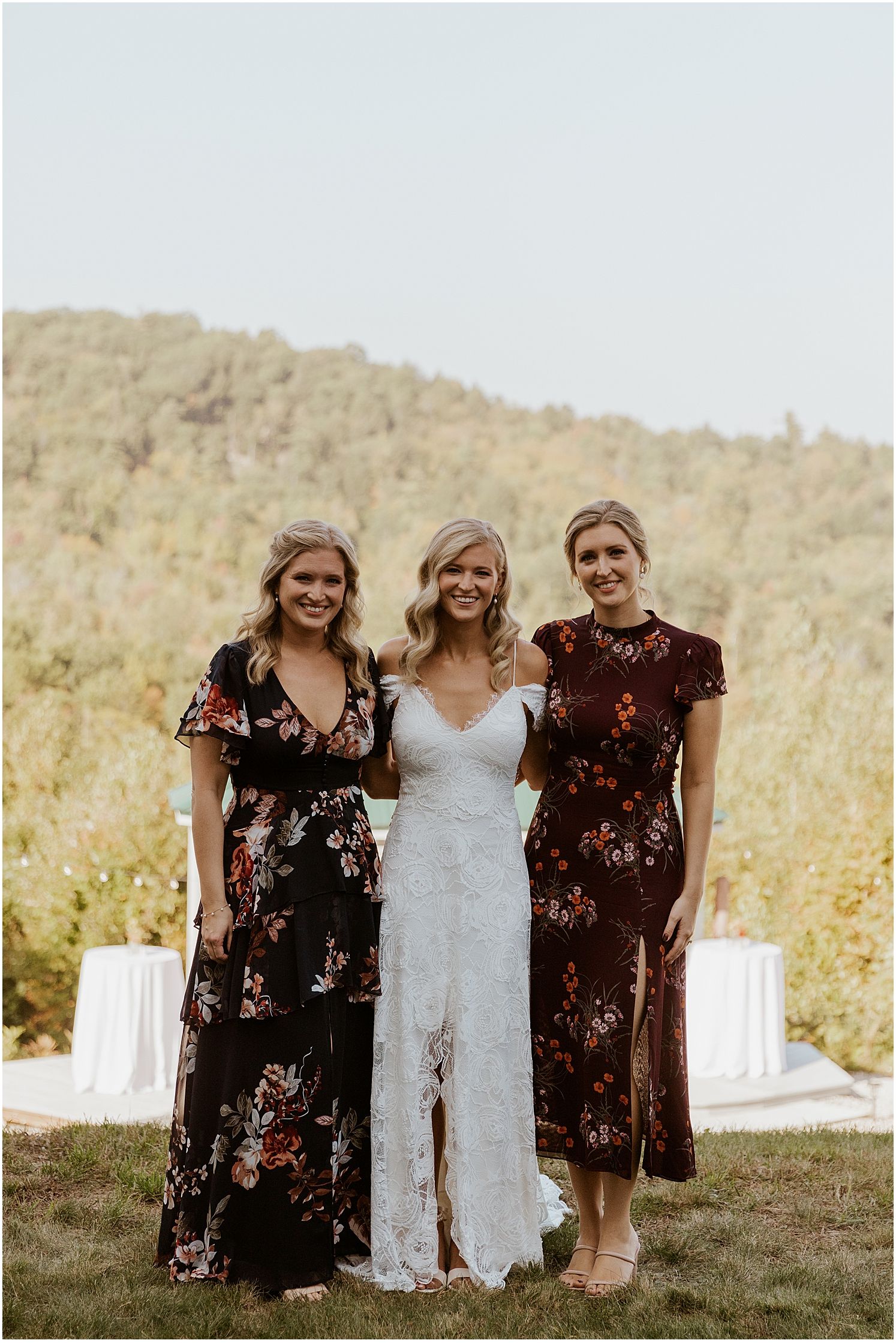 Bride and bridesmaids at NH Lakes Region wedding