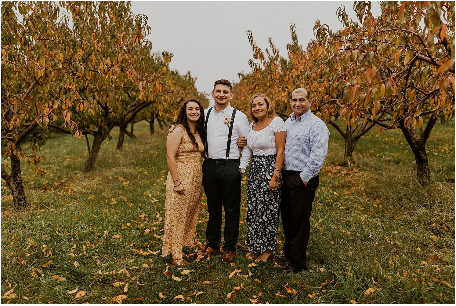 Groom family portrait New England elopement