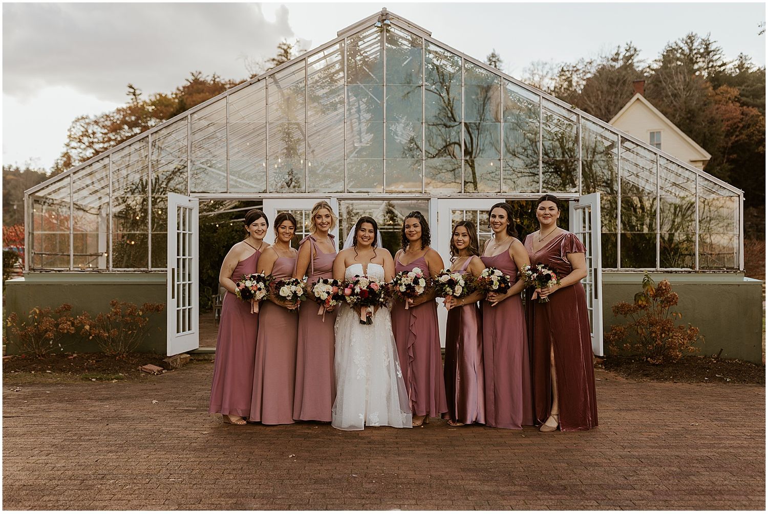 Bride and bridesmaids at the Barn on the Pemi in NH