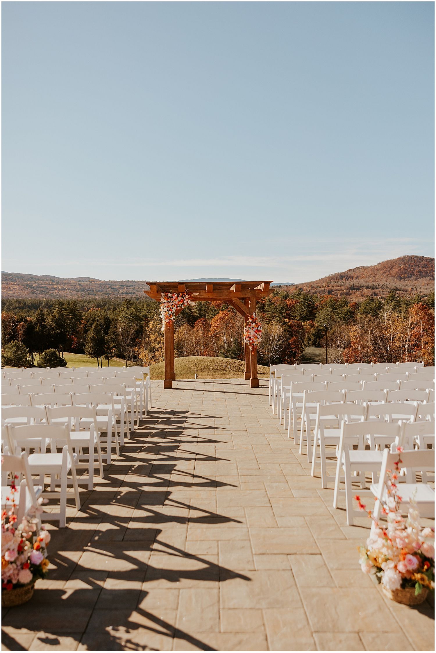 Wedding ceremony site at the Owl's Nest Resort in the fall