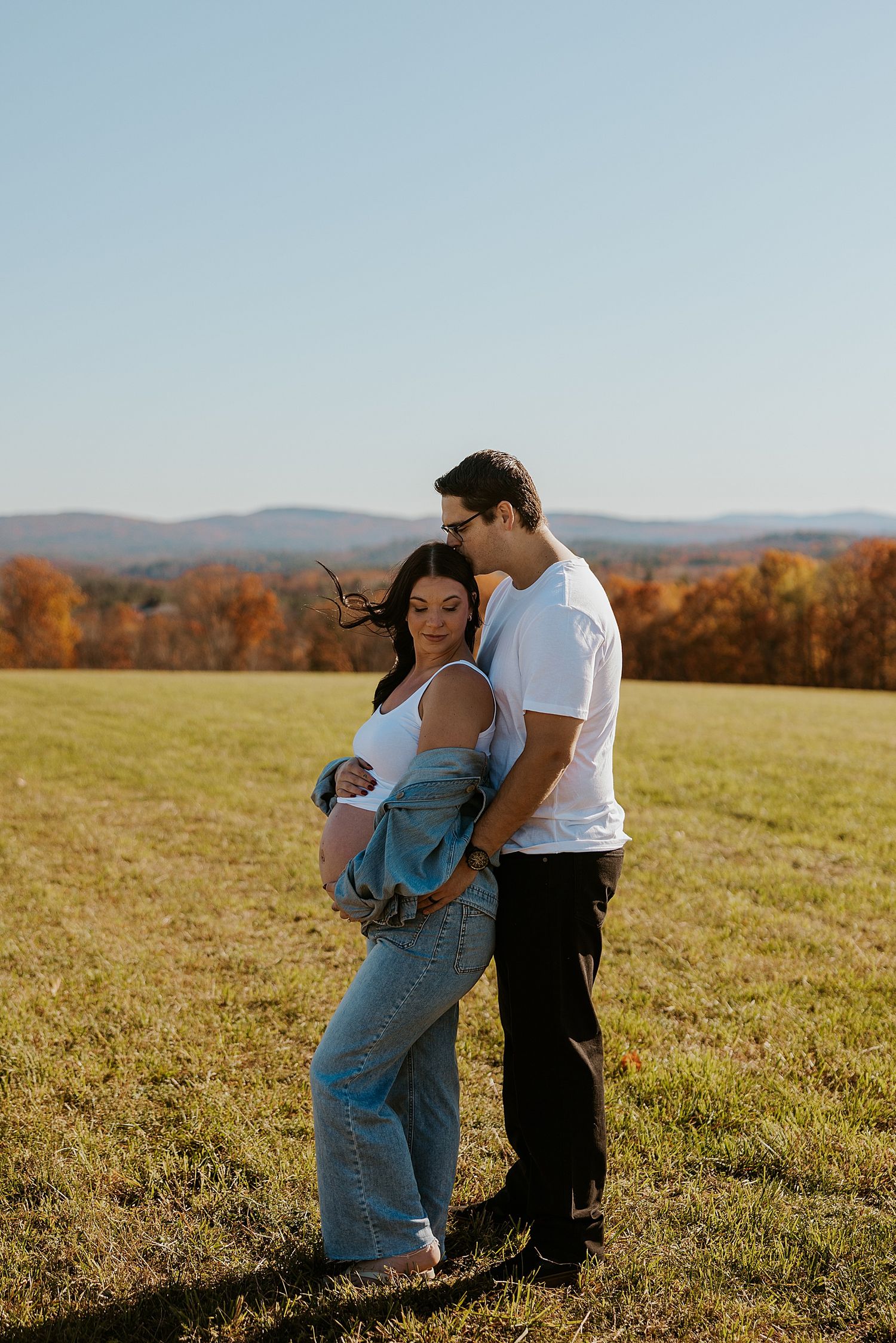 New Hampshire couple taking maternity photos