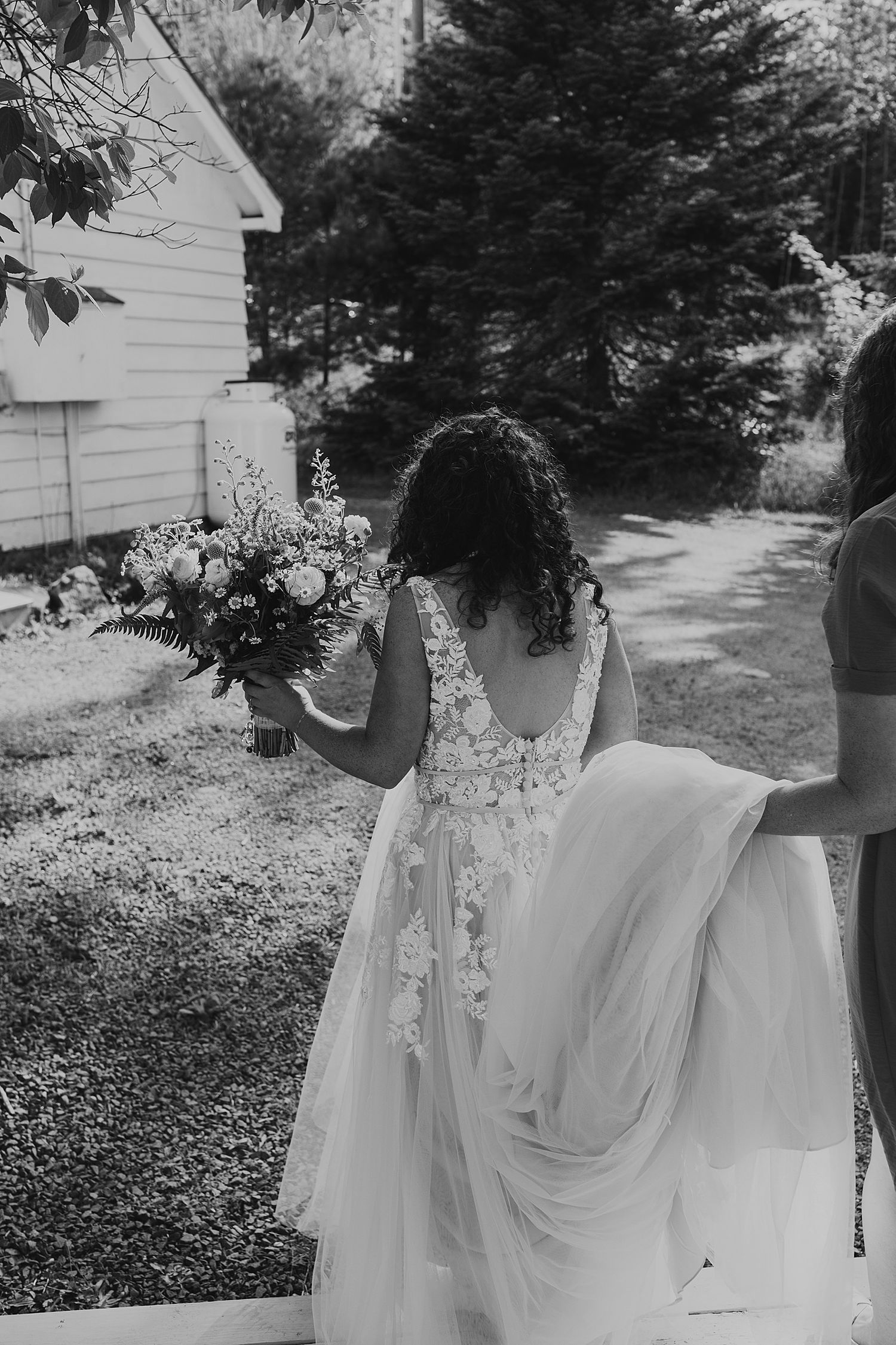 Bride on her way to her micro wedding in New Hampshire
