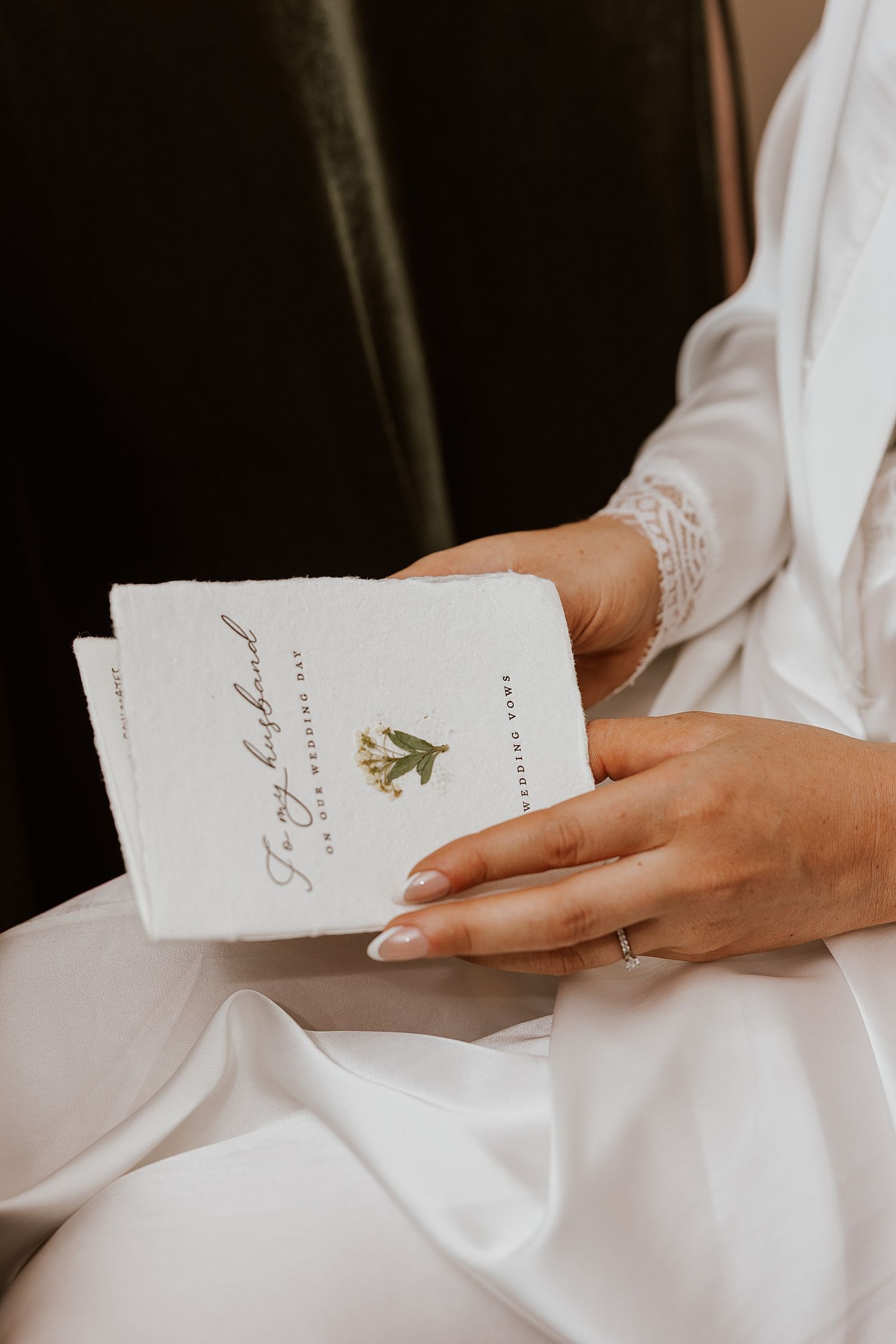Bride preparing her vows for a New Hampshire wedding