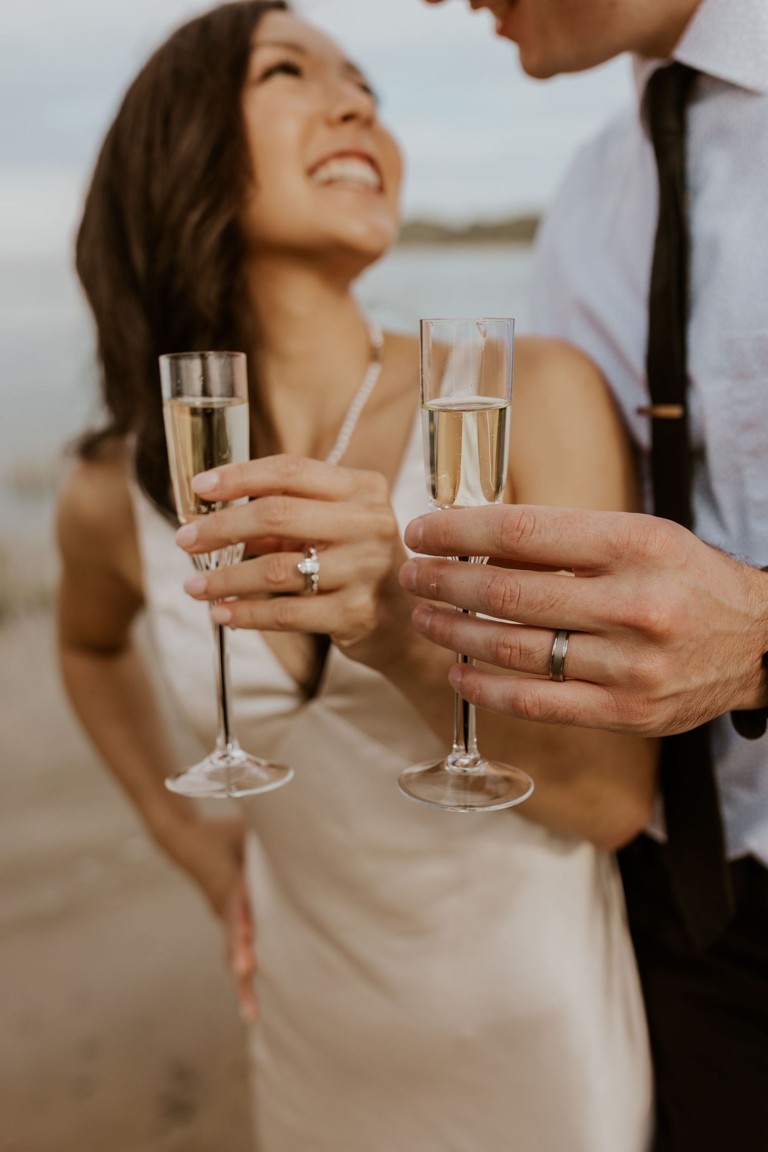 Champagne toast on elopement day