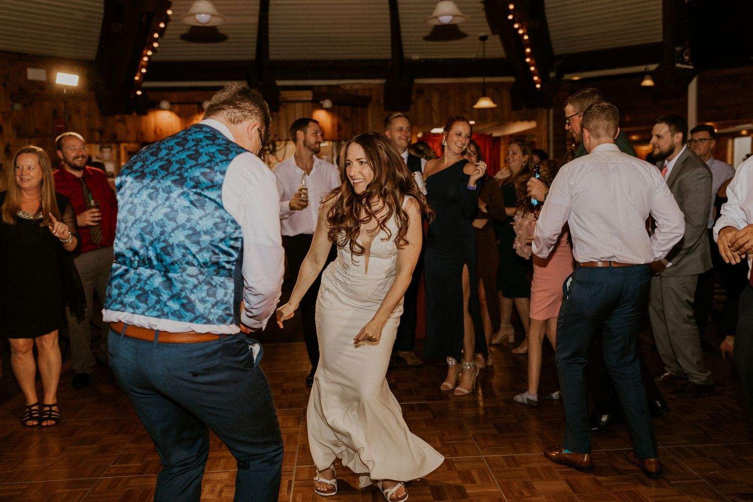 Wedding reception in the Octagon Lodge at Loon Mountain.