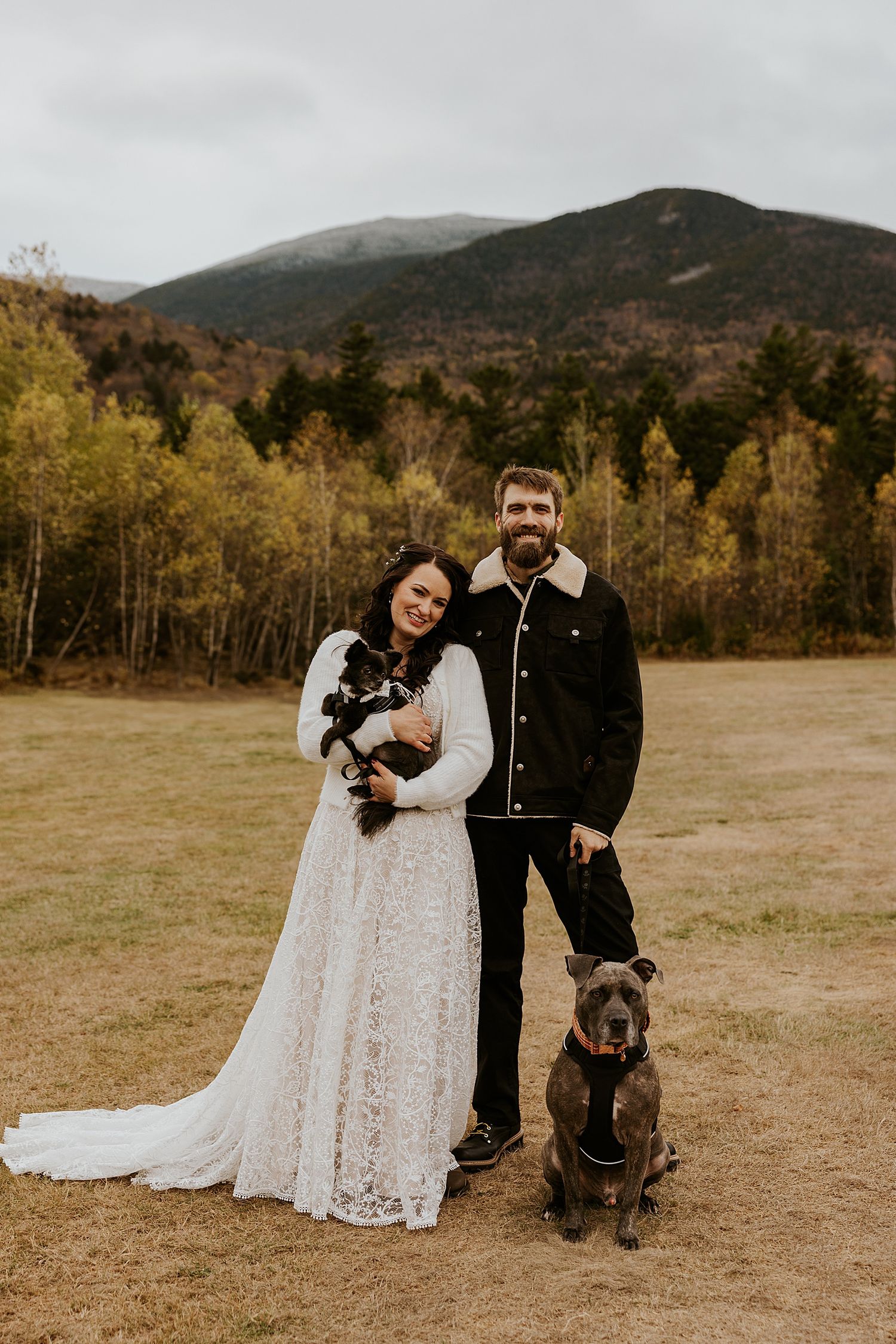 Bride and groom before their NH elopement