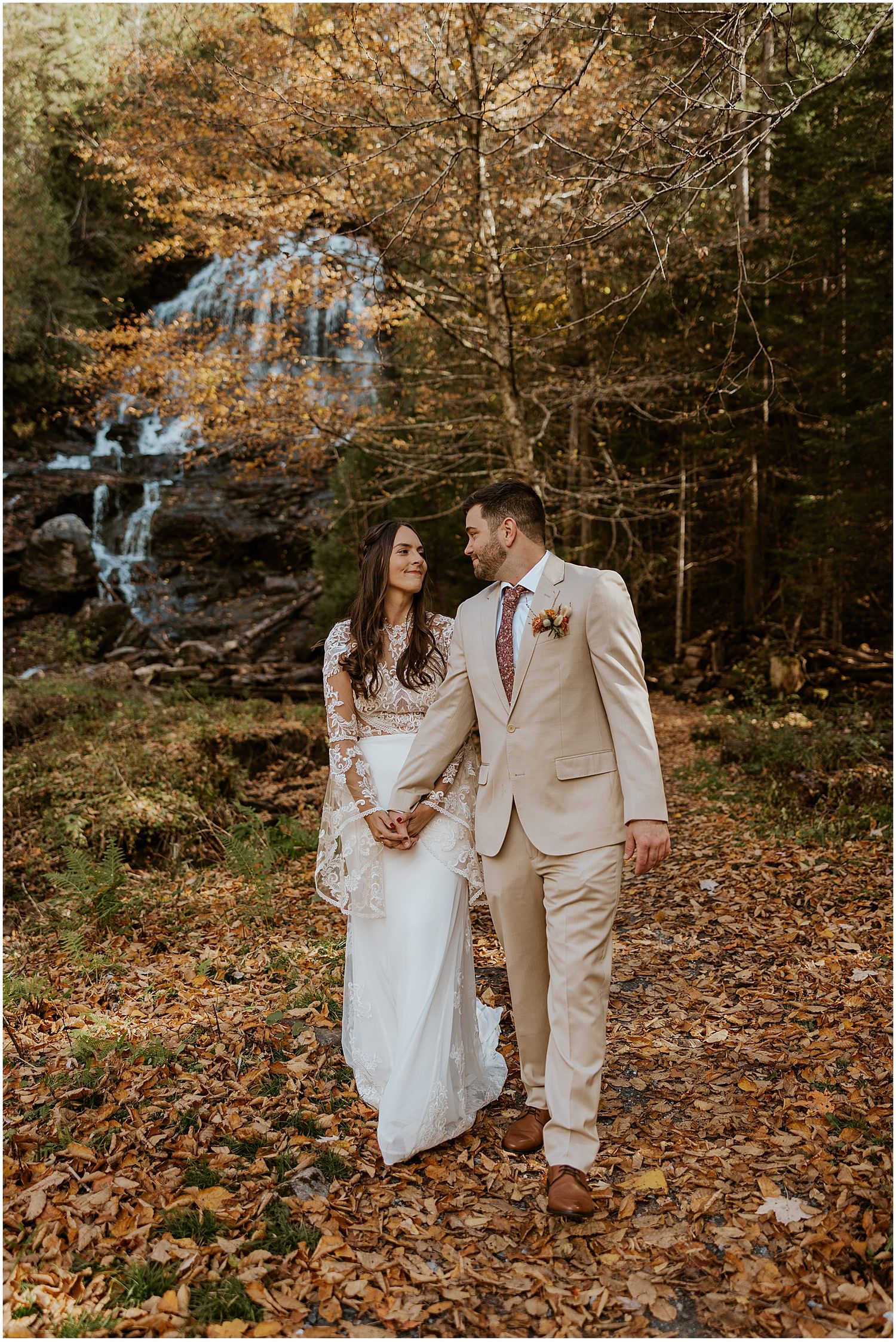 Bride and groom at their NH wedding in nature Robin Easler Photography