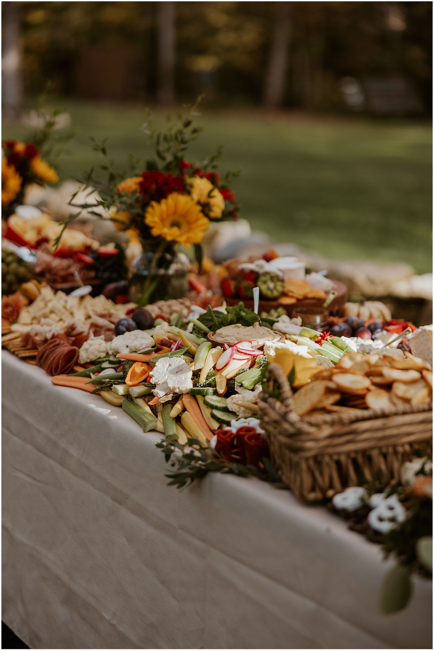 Outdoor-NH-wedding Charcuterie table Robin Easler Photography
