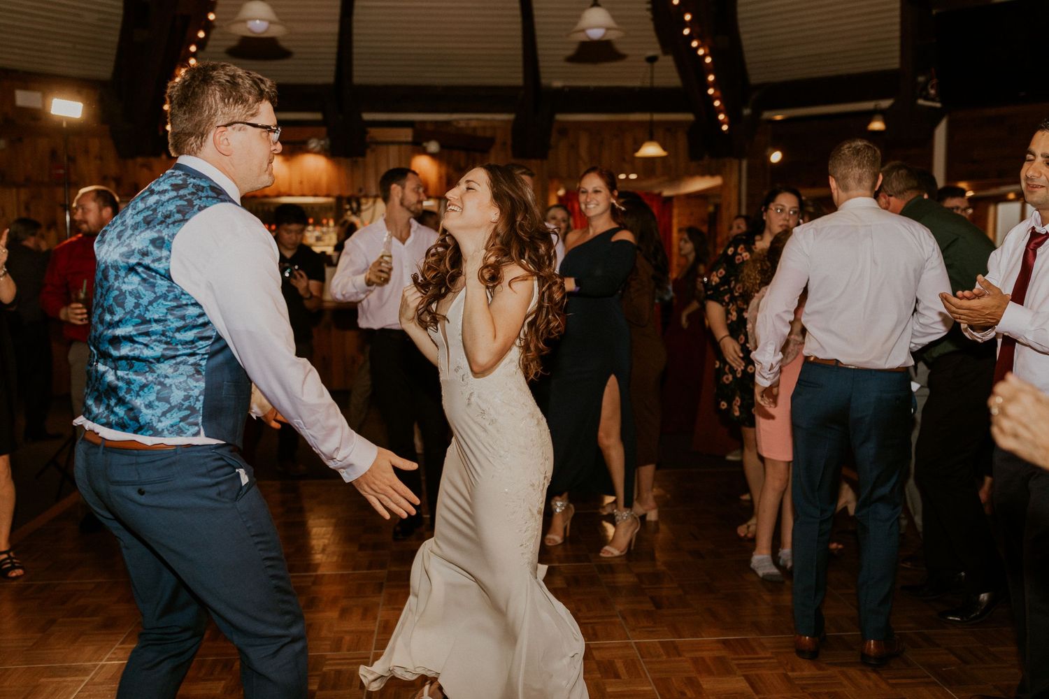 Wedding reception in the Octagon Lodge at Loon Mountain.
