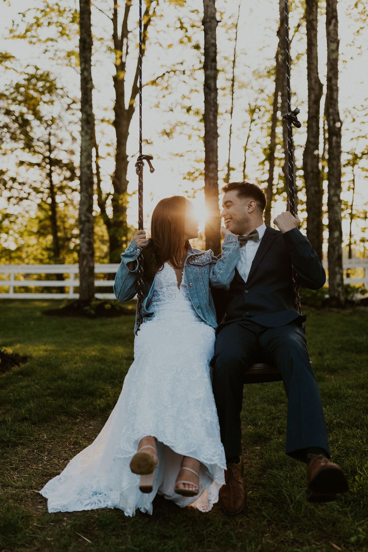 Chrissy and Mike during golden hour portraits at the Arabella Estate in Buxton Maine.