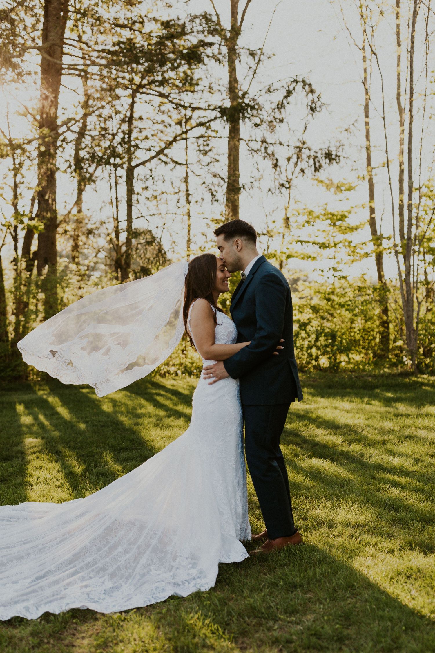 Chrissy and Mike during golden hour portraits at the Arabella Estate in Buxton Maine.