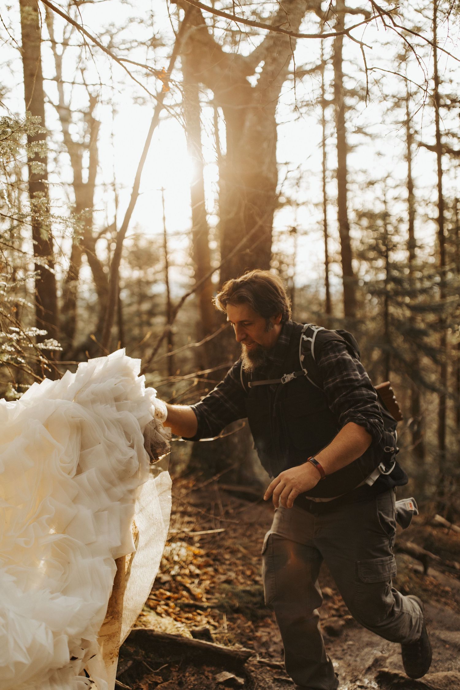 Jackie and Andy Brosonski elope on Mount Cardigan at Sunset