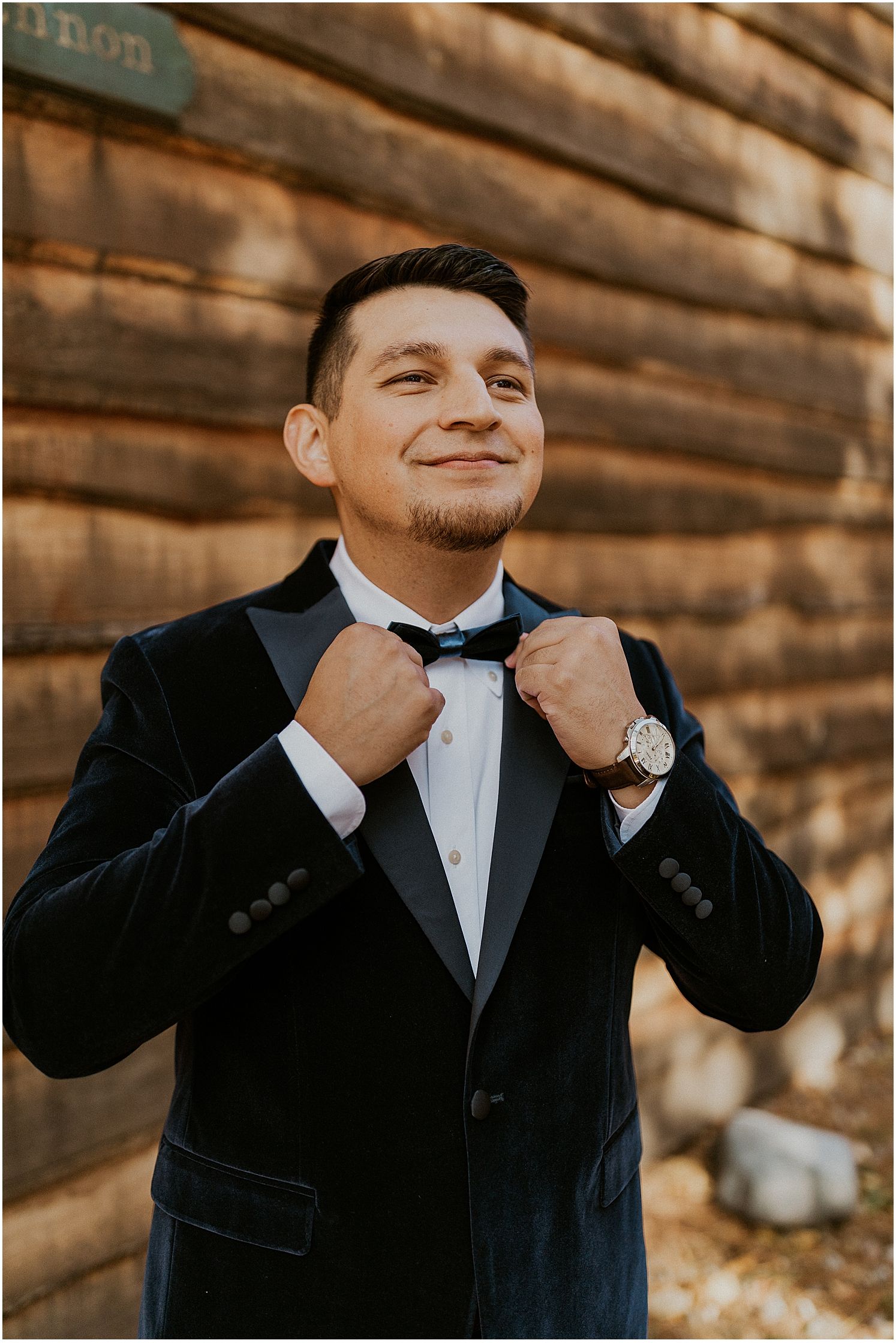 Groom getting ready for NH wedding