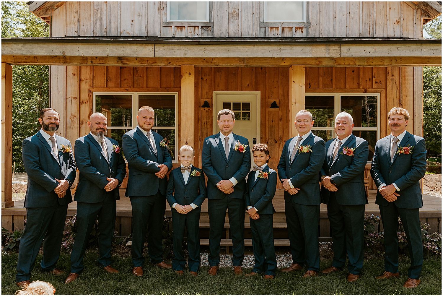 Groom and his groomsmen at his Whiteface Hollow wedding in New Hampshire