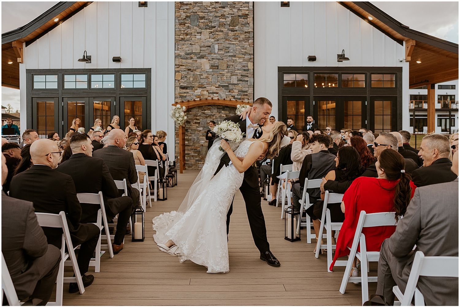 NH couple at their wedding ceremony at the Owls Nest Resort, one of the best outdoor wedding venues in NH