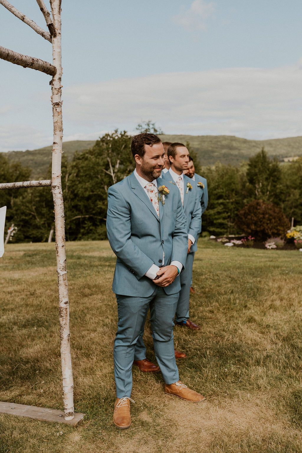 Groom waiting at the altar Gilford NH wedding