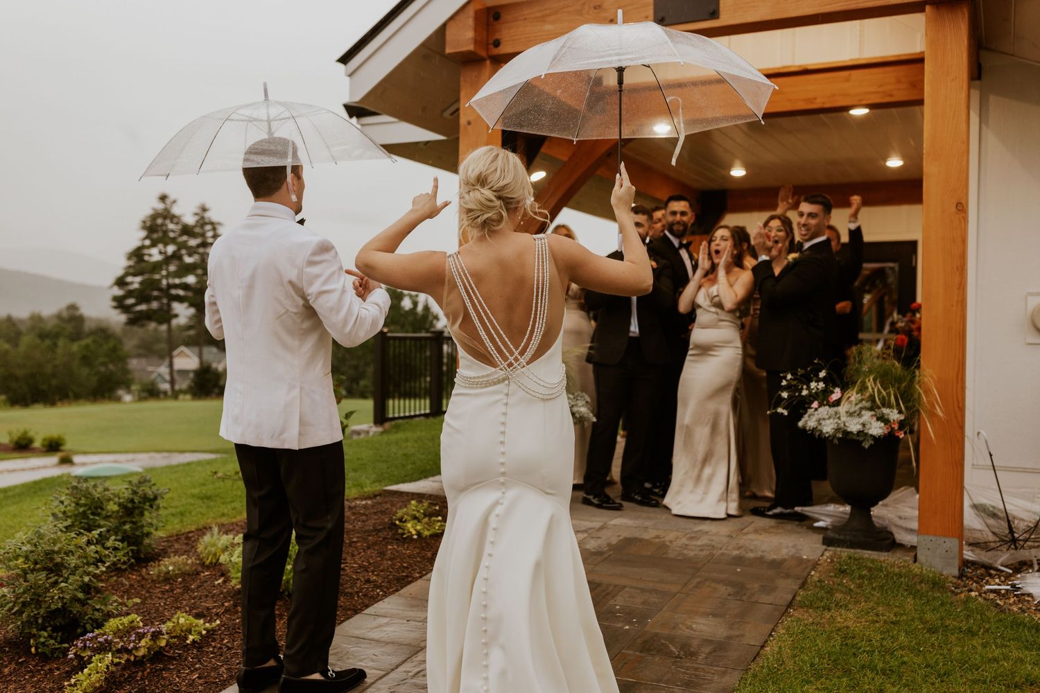 Reception dress change White Mountains wedding
