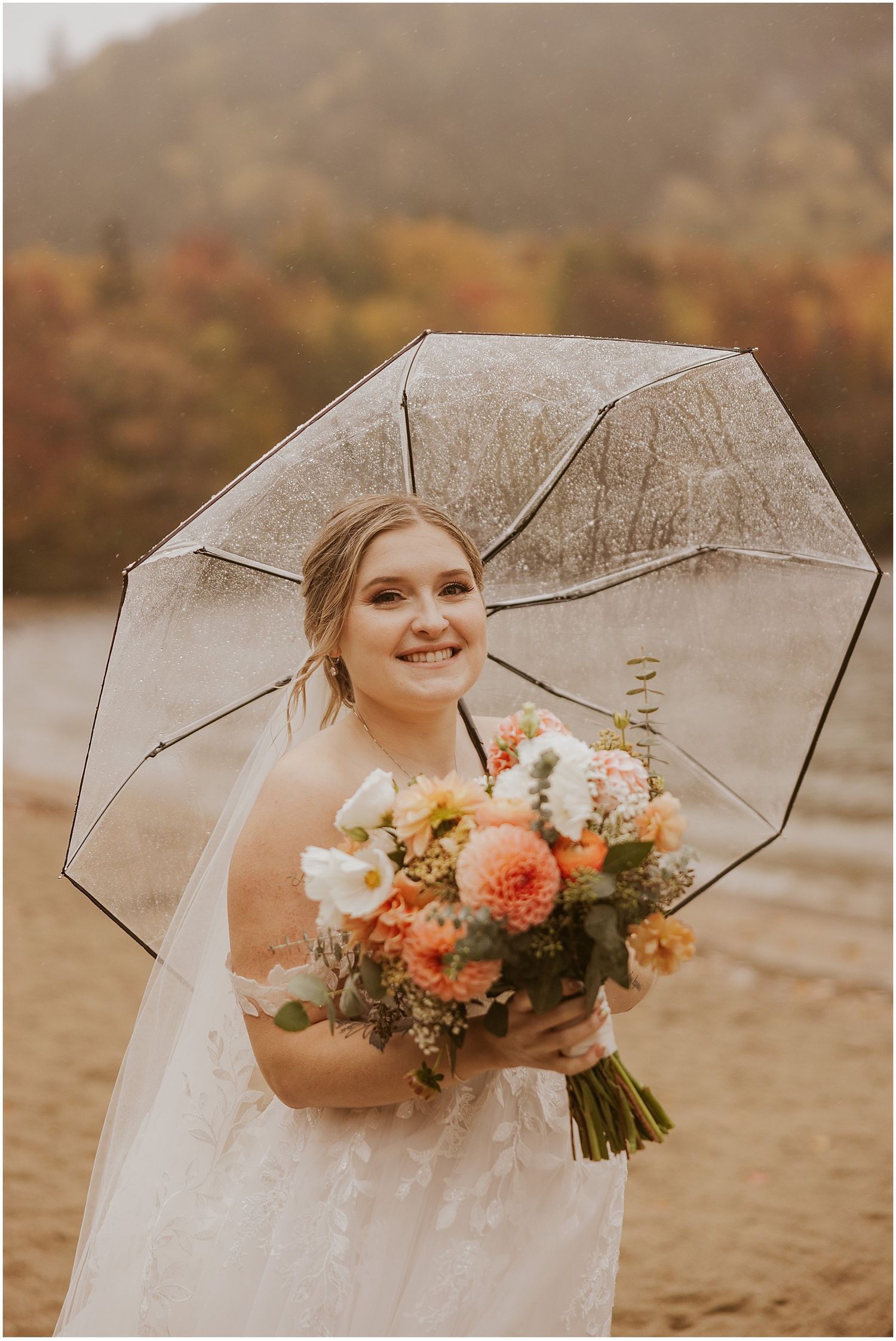 Bride at her NH elopement in the NH White Mountains