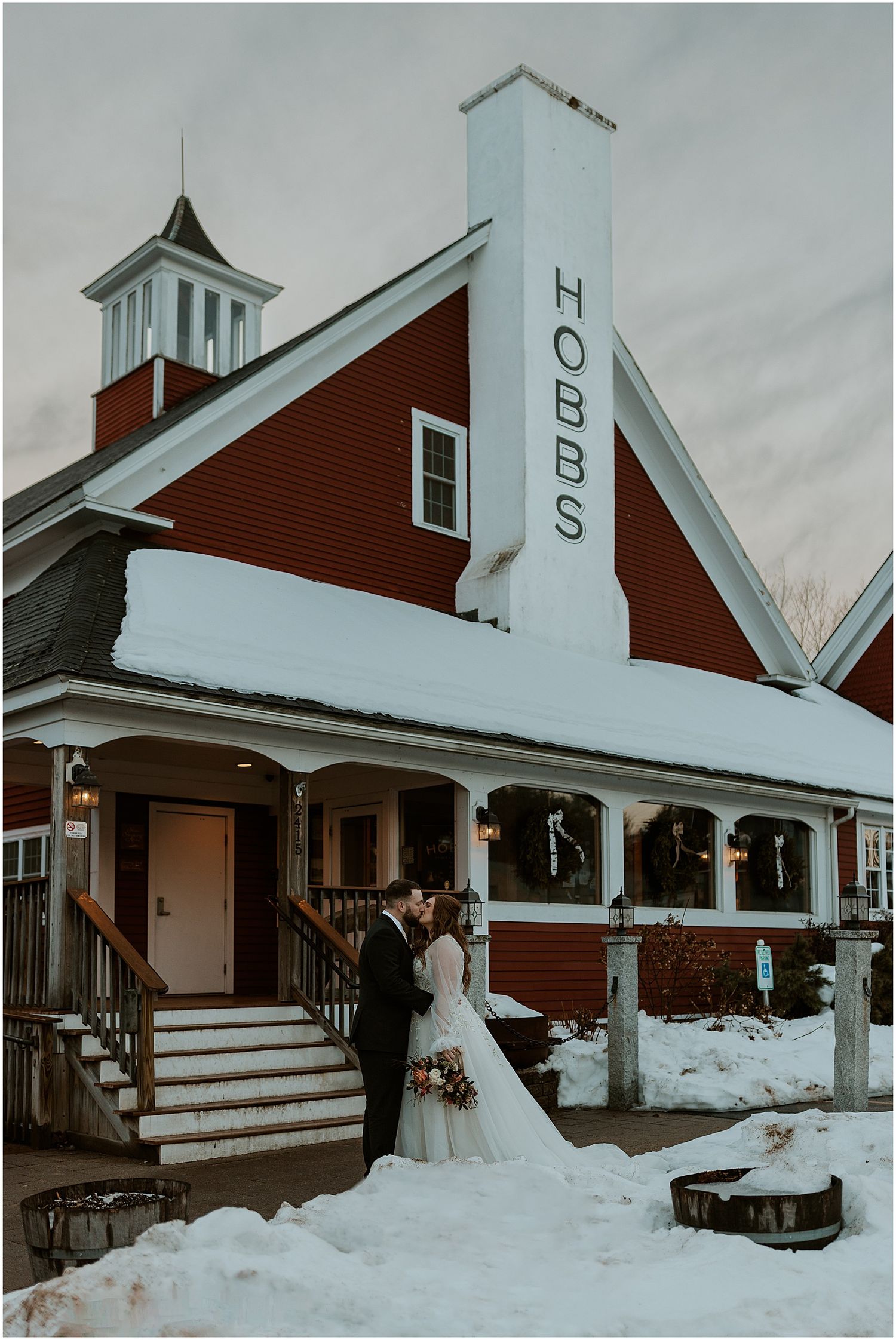 Bride and groom at their Hobbs Tavern wedding