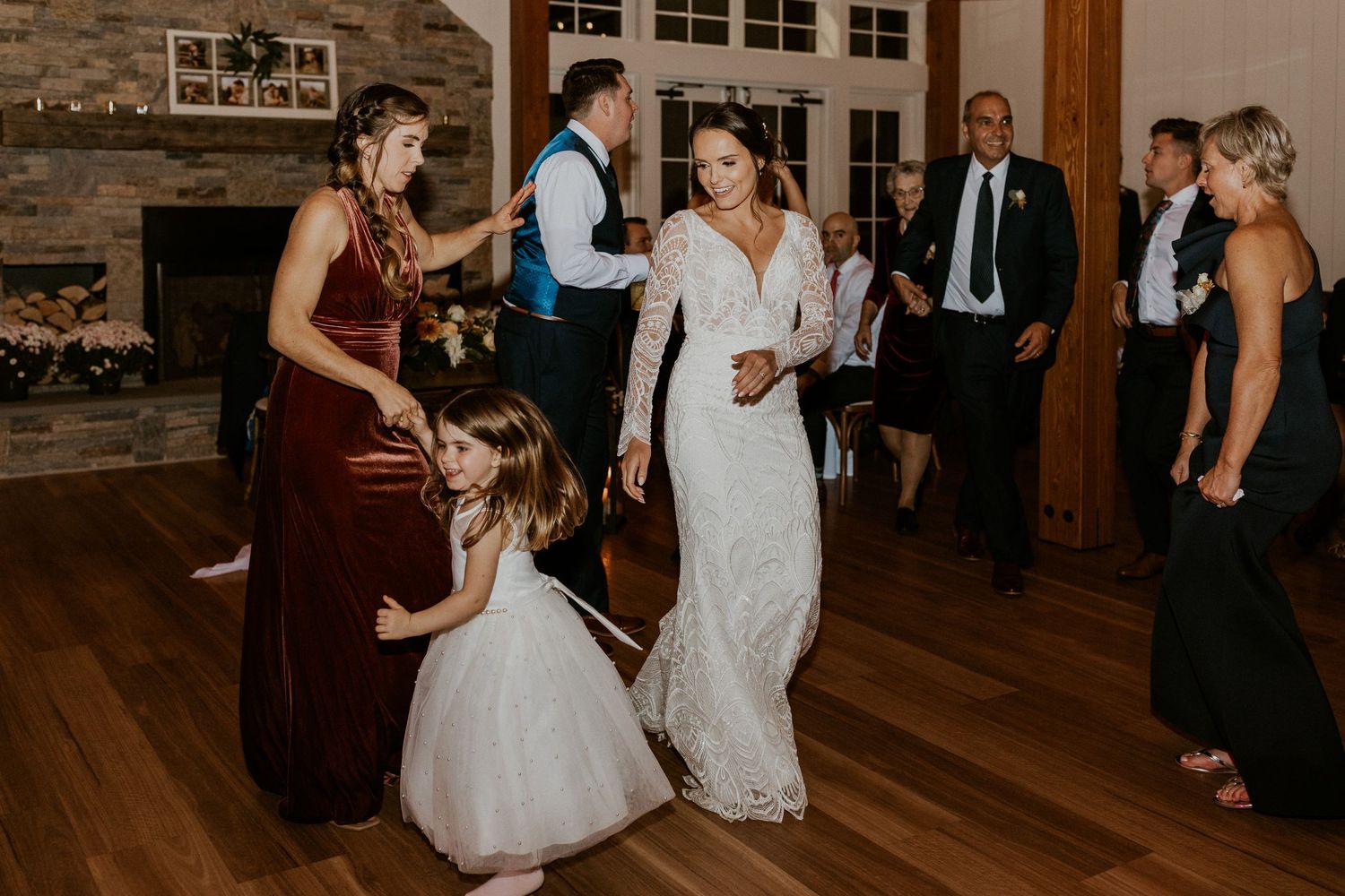 Reception inside the Lake House at Owl's Nest Resort in Thornton, New Hampshire.