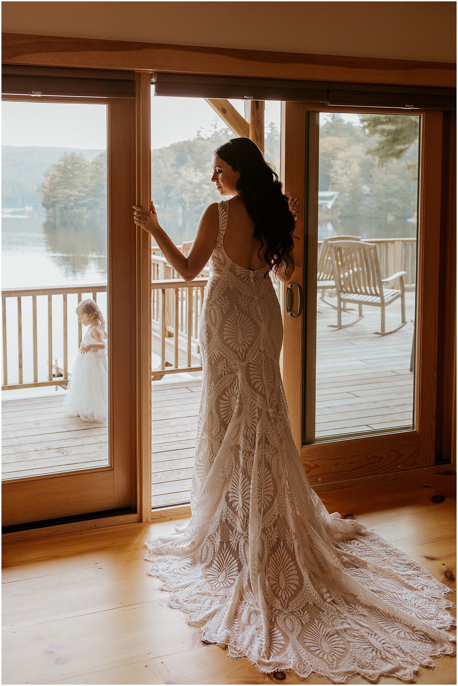 Bride in a boho wedding dress