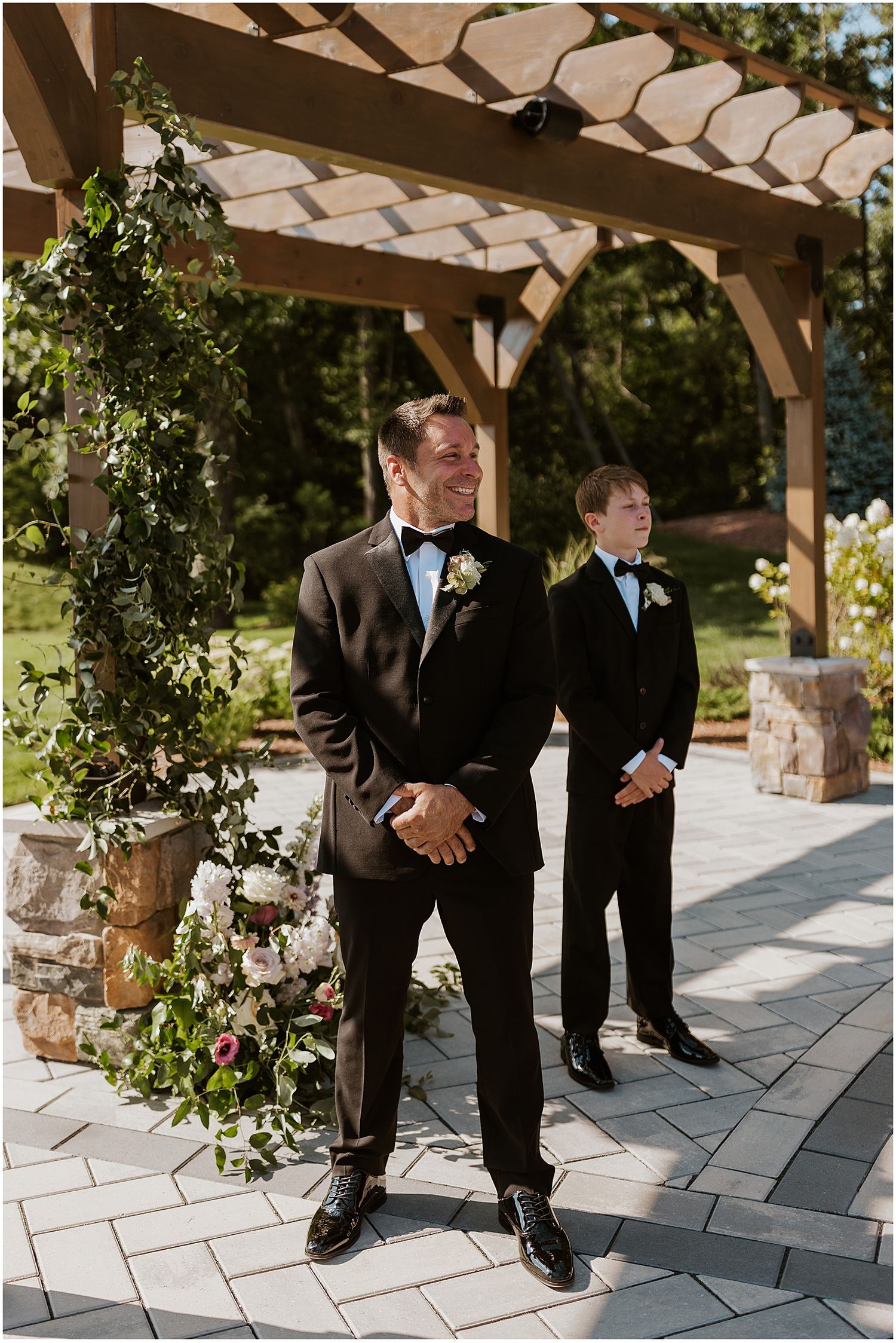 Groom at his NH wedding ceremony