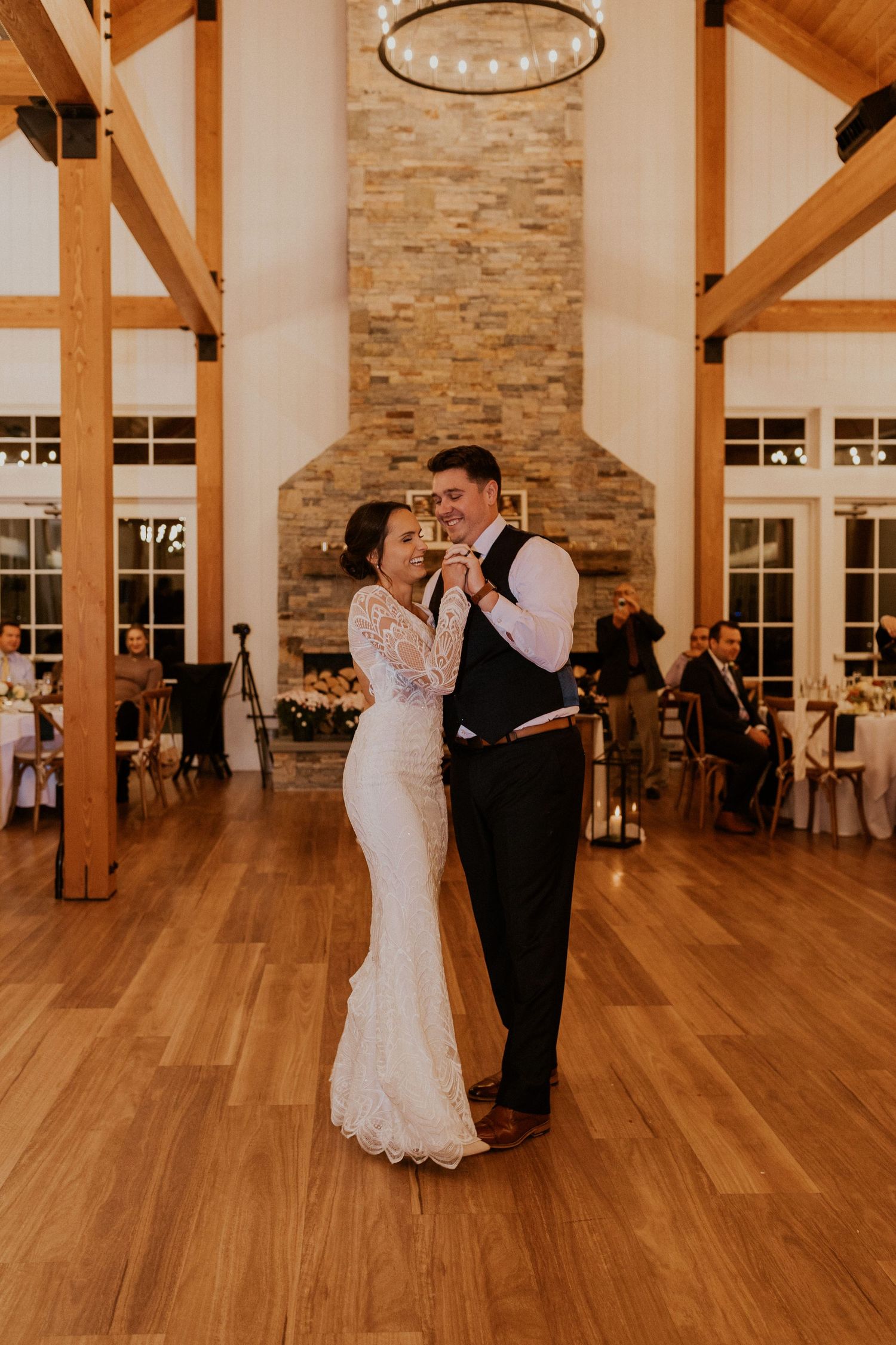 Reception inside the Lake House at Owl's Nest Resort in Thornton, New Hampshire.
