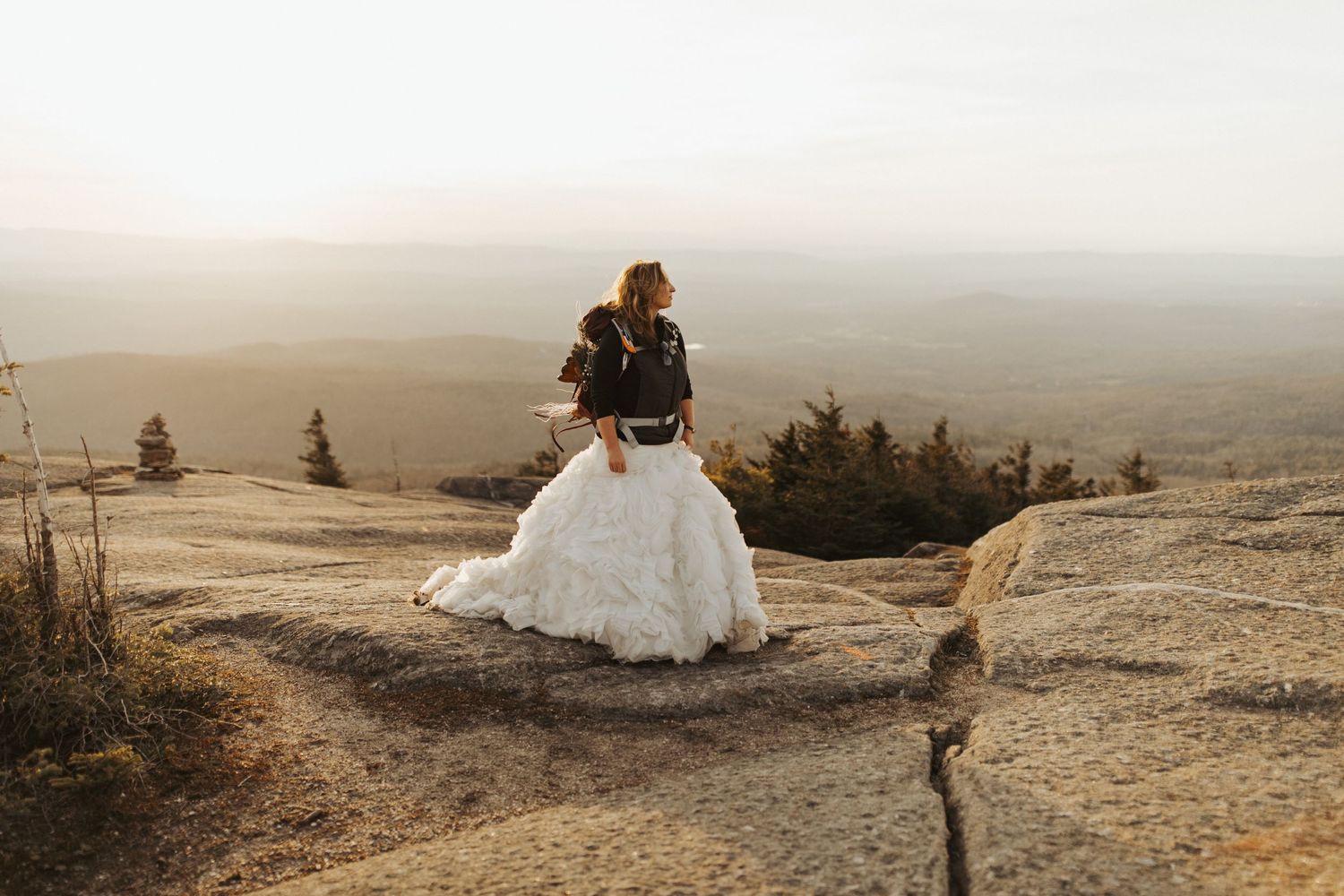 Jackie and Andy Brosonski elope on Mount Cardigan at Sunset