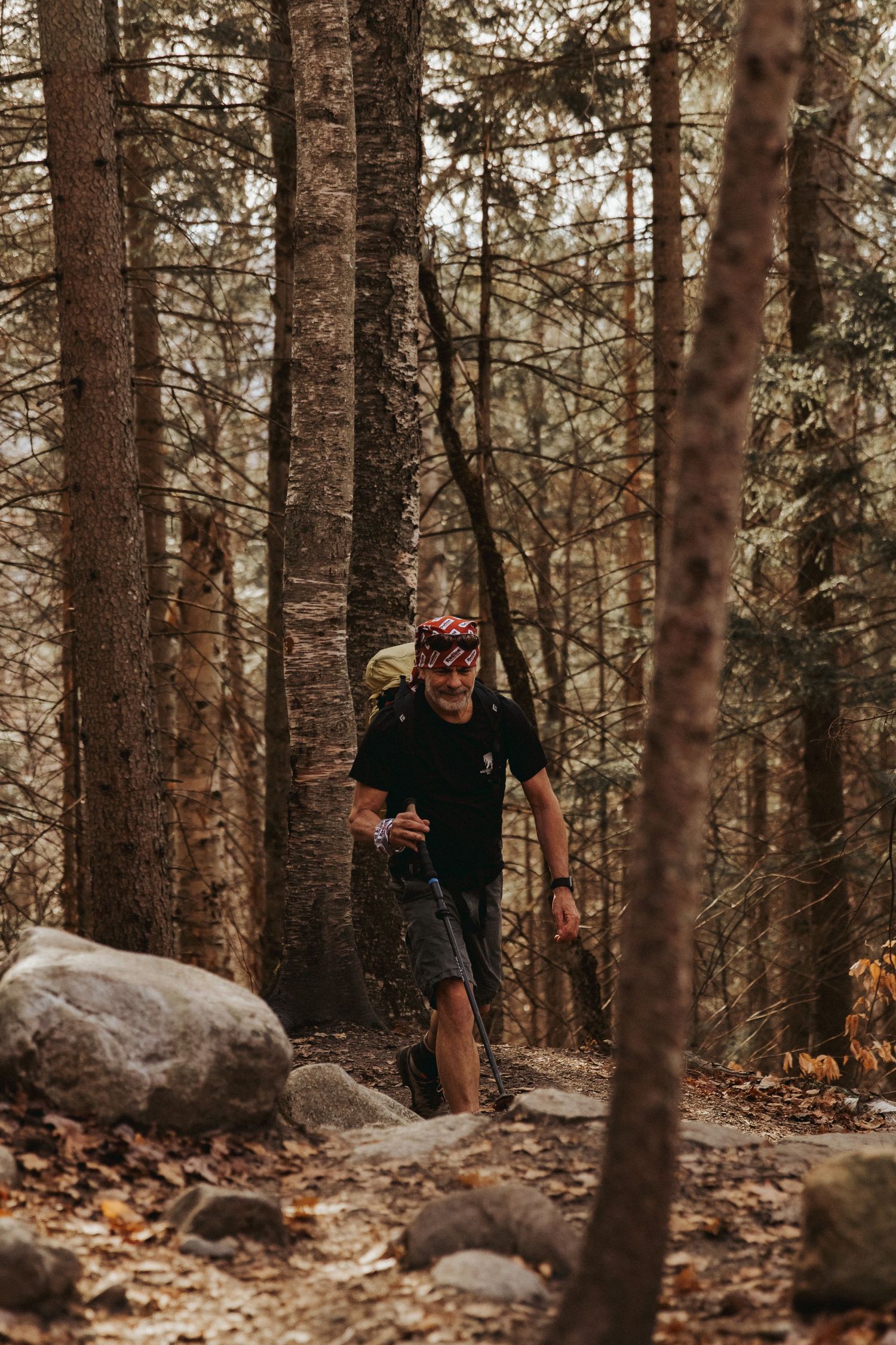 Mike Cherim Justice of the Peace hiking on the West Ridge Trail on Mount Cardigan
