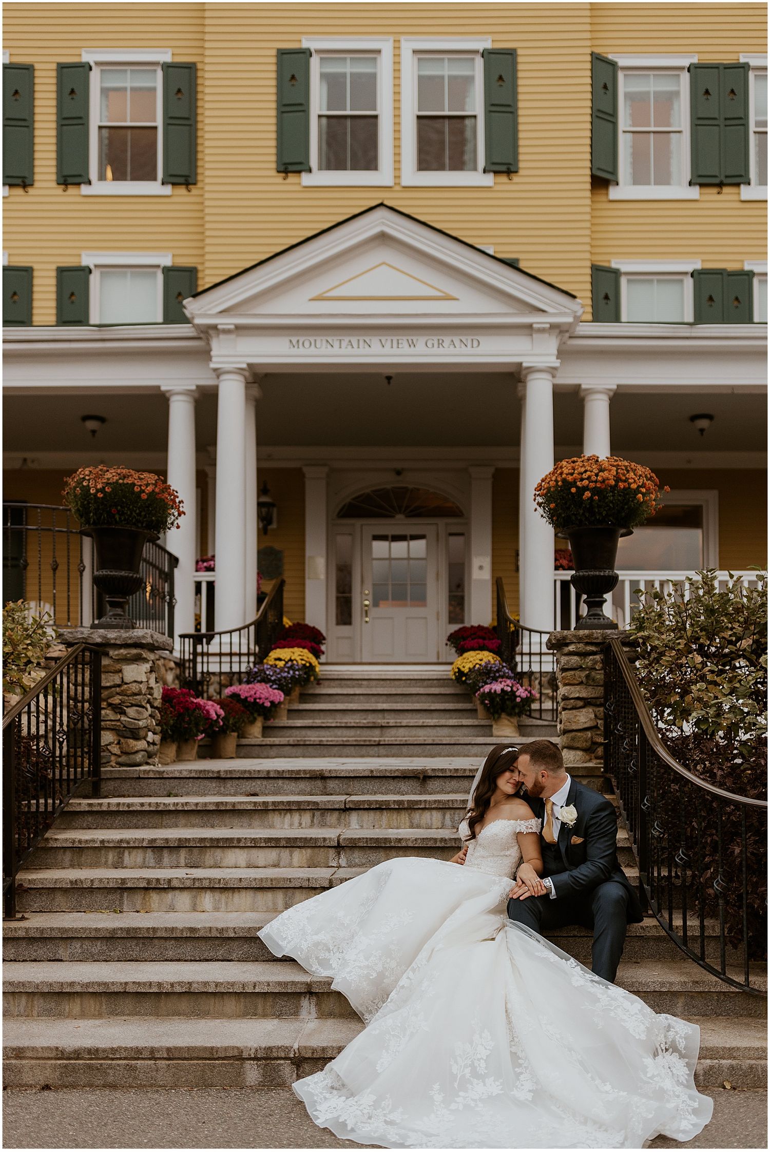 Bride and groom at their White Mountain wedding venue Mountain View Grand