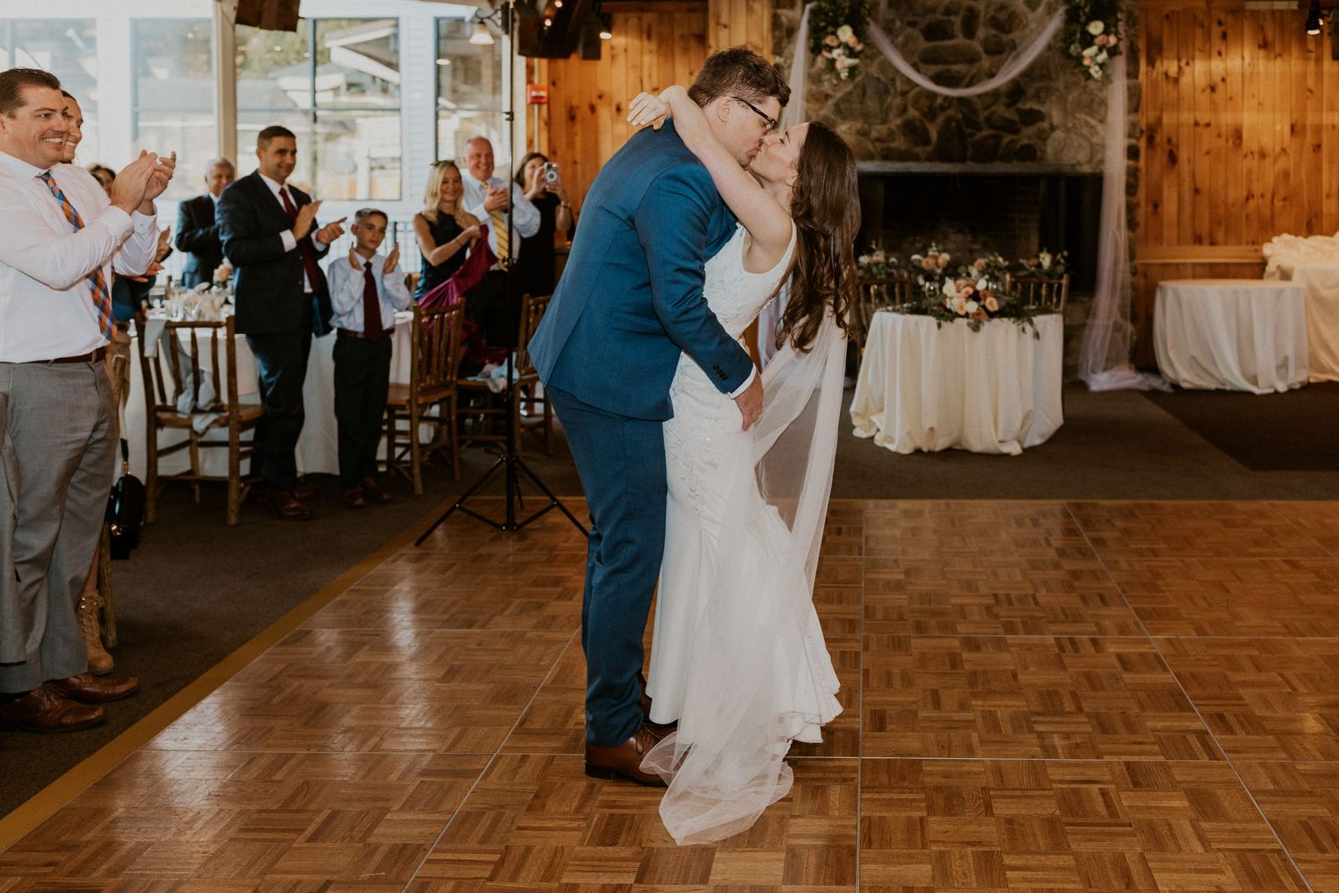 Wedding reception in the Octagon Lodge at Loon Mountain.