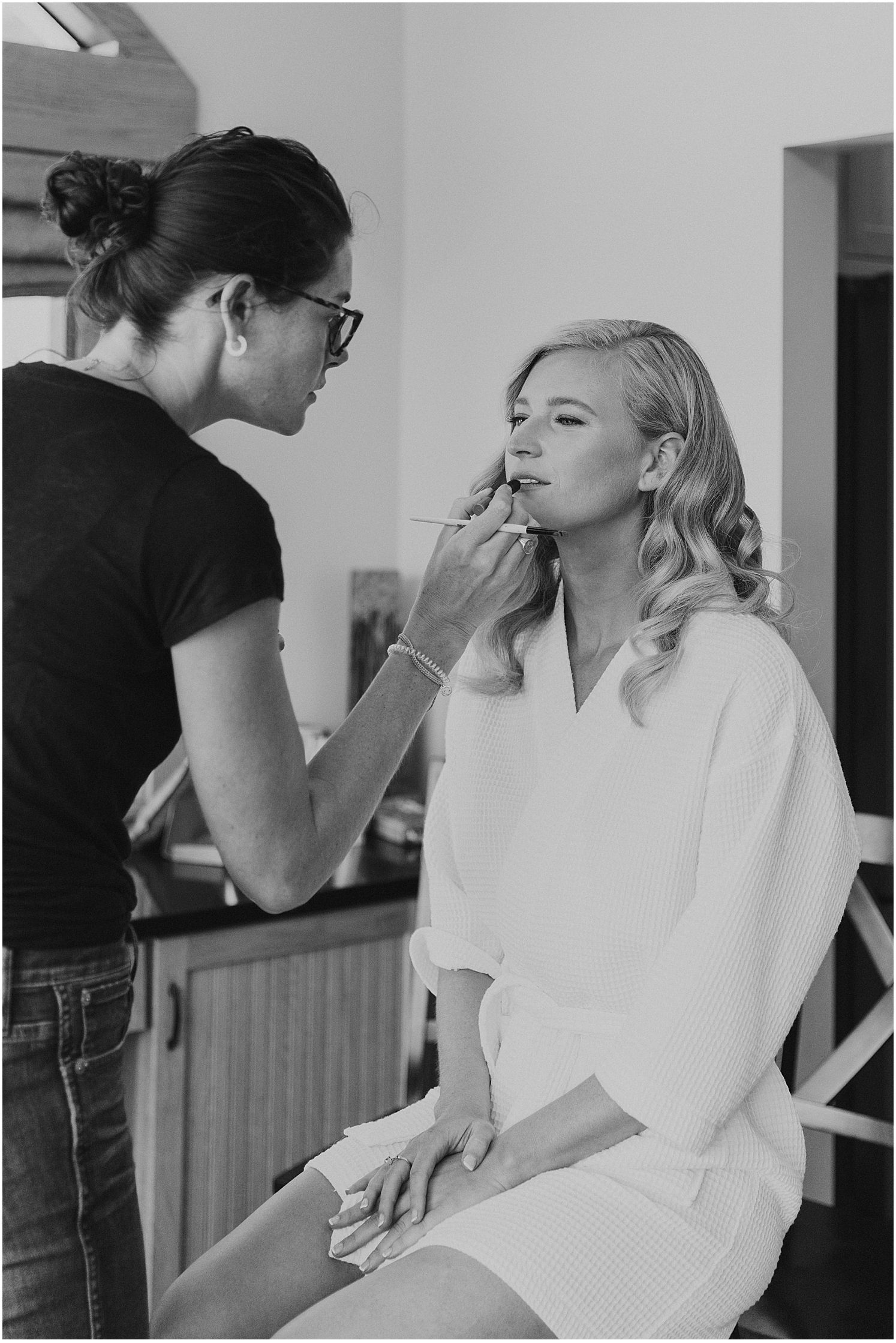 Bride getting ready for NH micro wedding