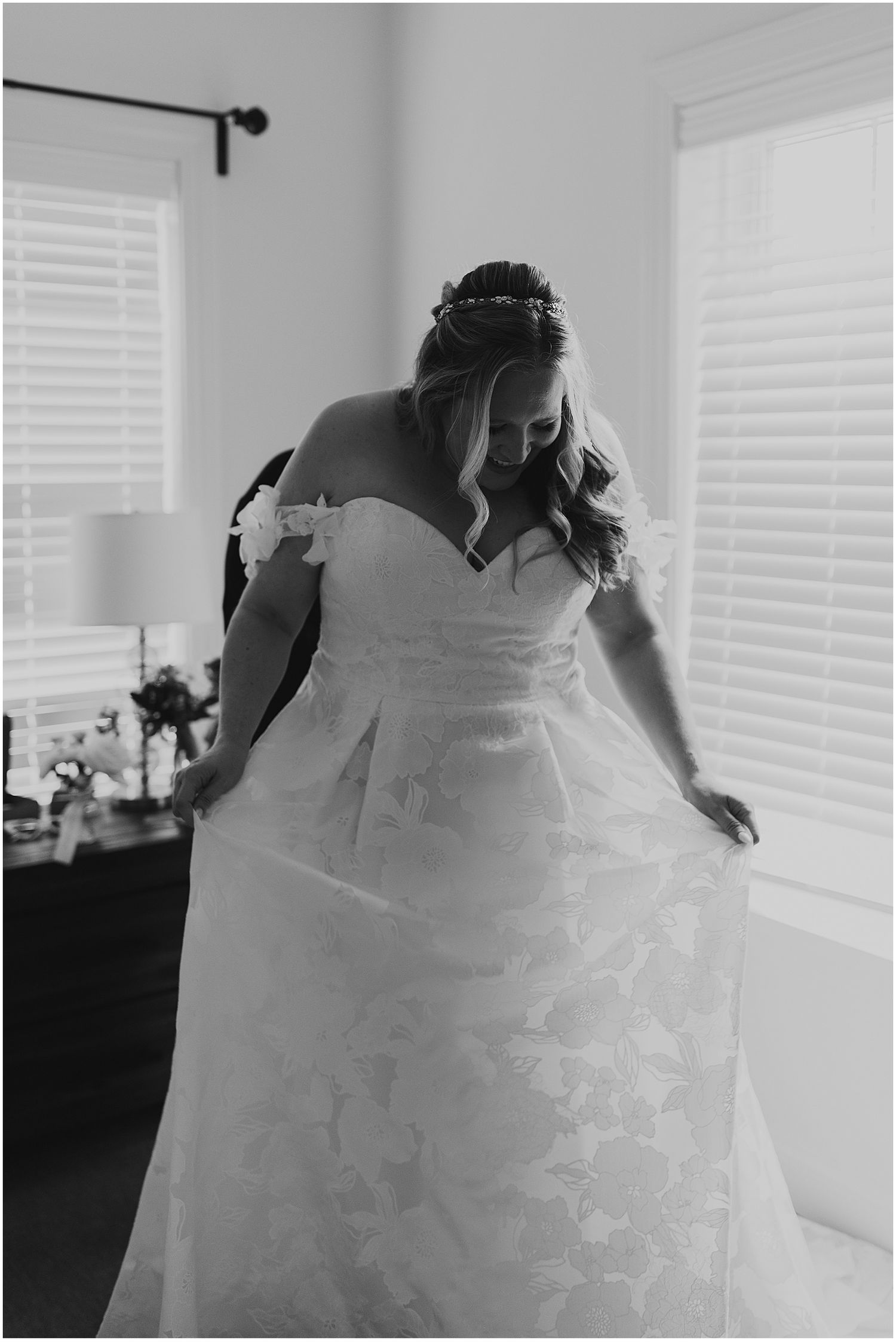 Bride getting ready for her wedding at the Owl's Nest Resort in Thornton, NH