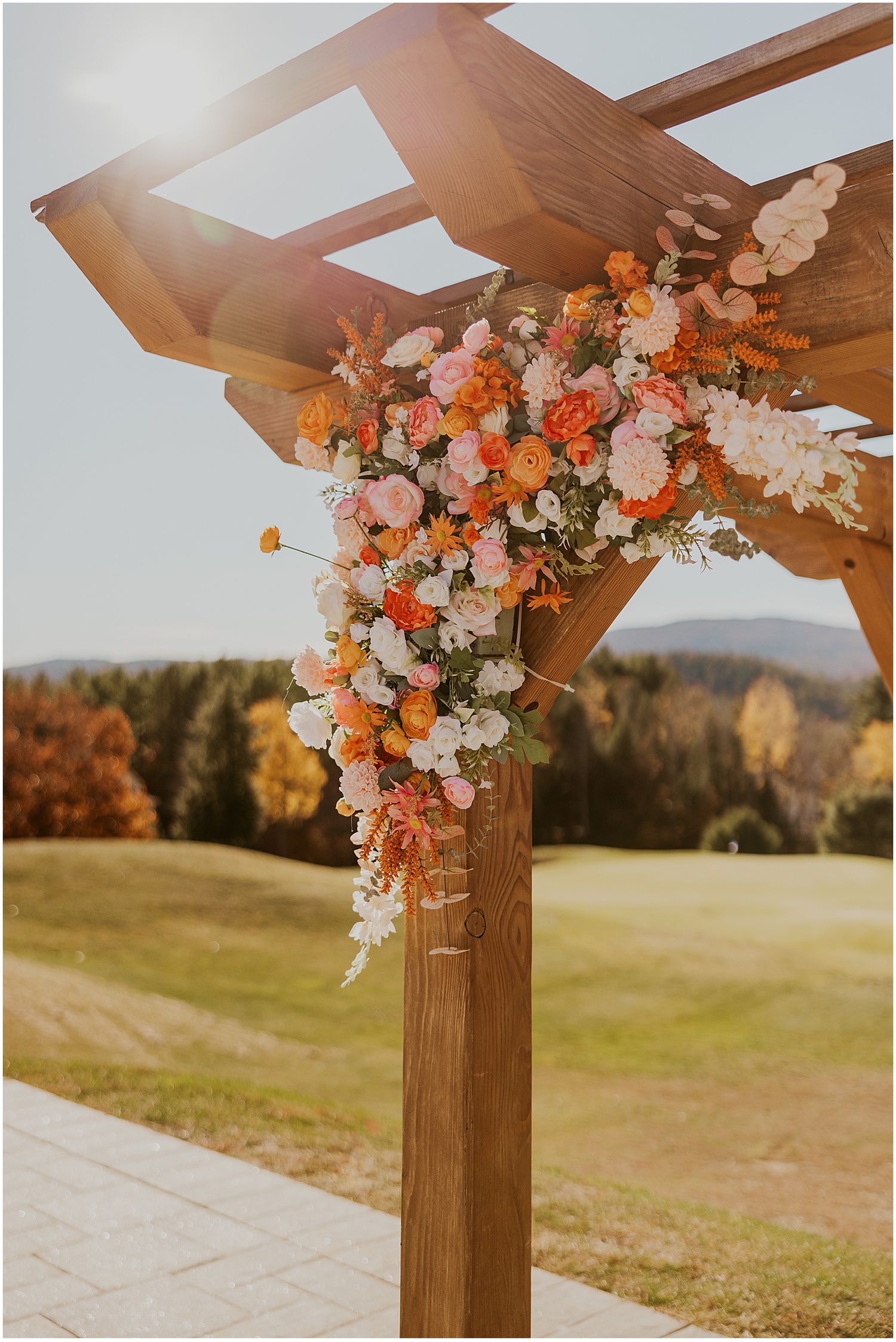 New Hampshire mountain wedding ceremony arch