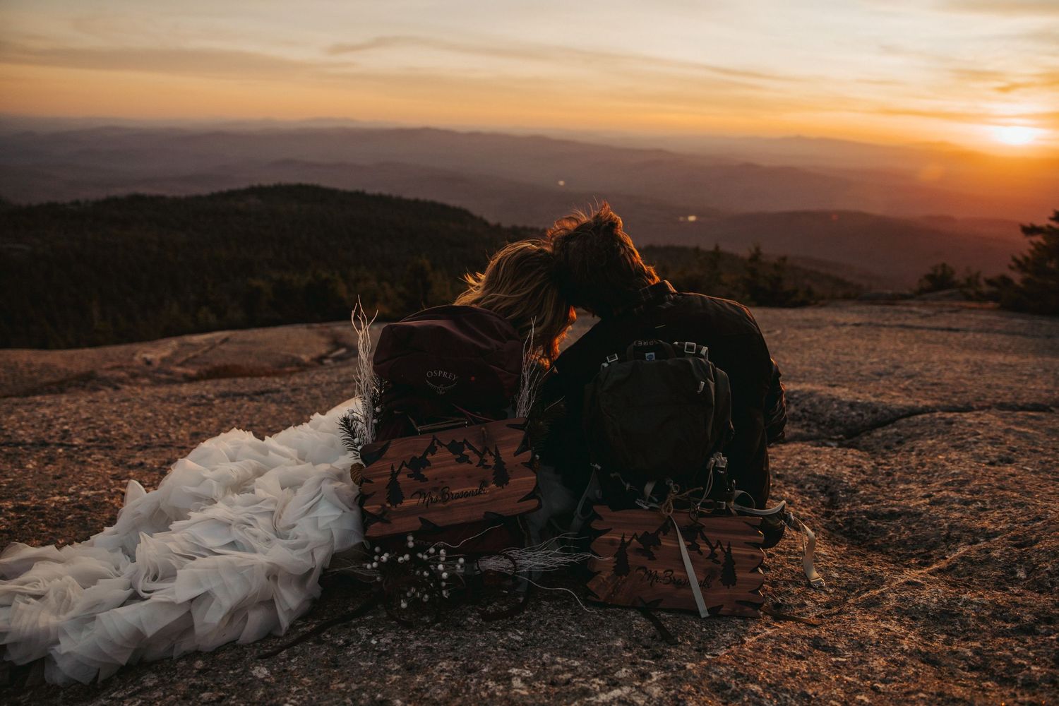 Jackie and Andy Brosonski on the mountain top after their elopement