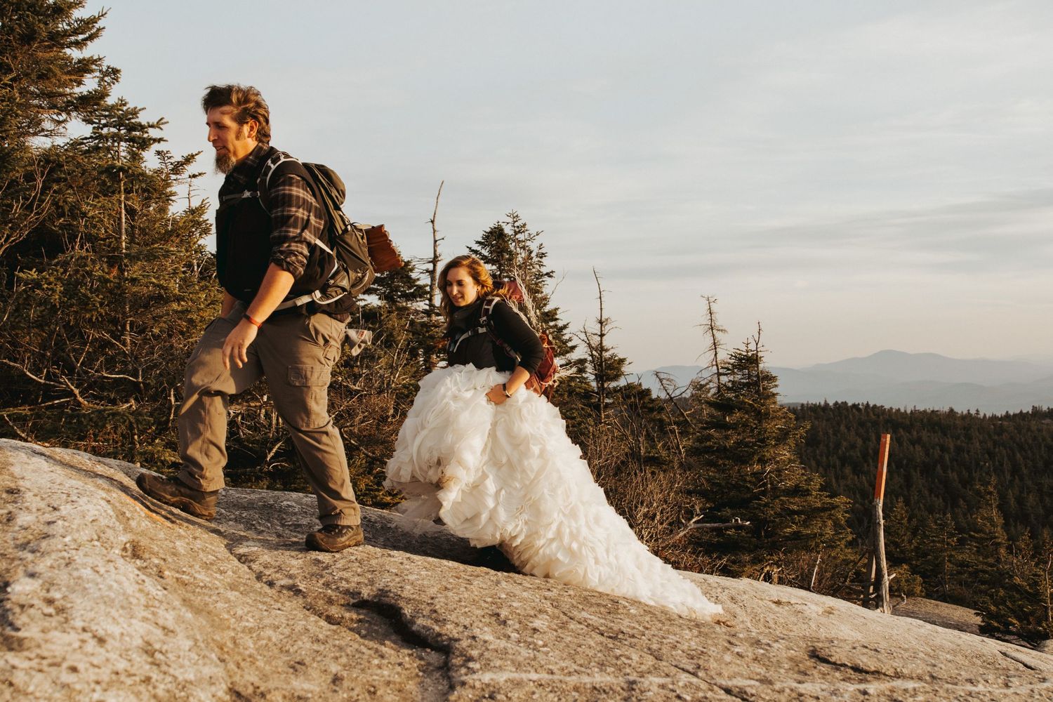Jackie and Andy Brosonski elope on Mount Cardigan at SunsetJackie and Andy Brosonski elope on Mount Cardigan at Sunset