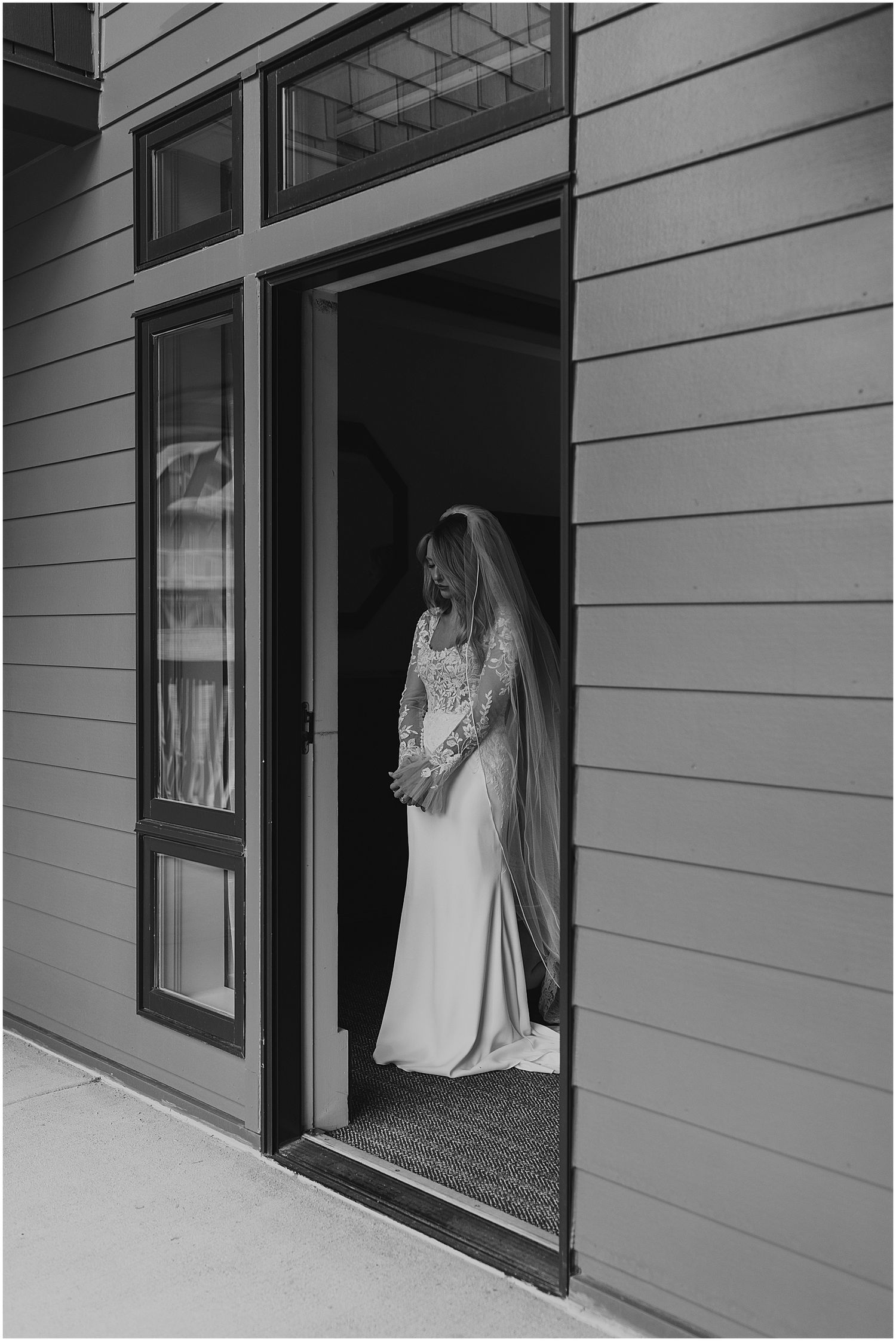 Bride and groom first look at Stowe VT wedding