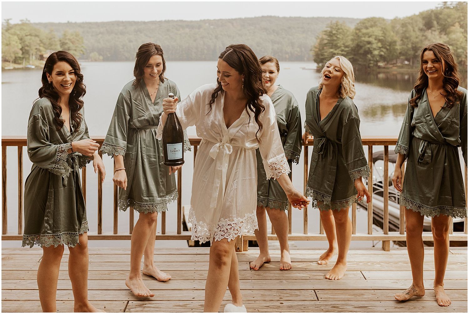 Bride and bridesmaids at NH wedding