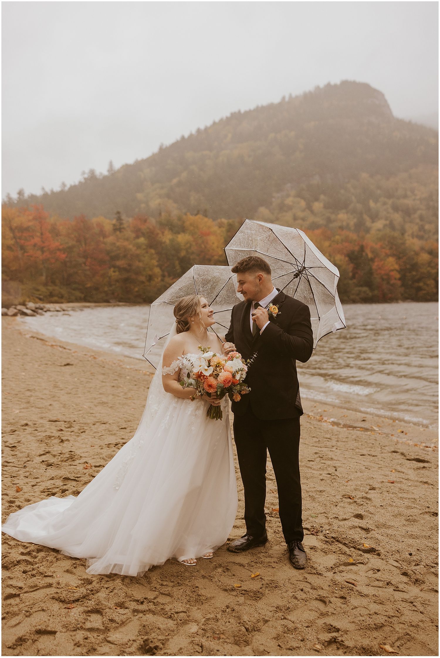 Bride and groom at their NH elopement in the White Mountains