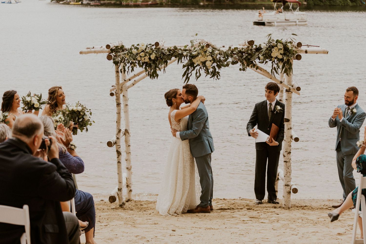 laid back lakeside wedding at Lake Shore Village Resort in Weare New Hampshire