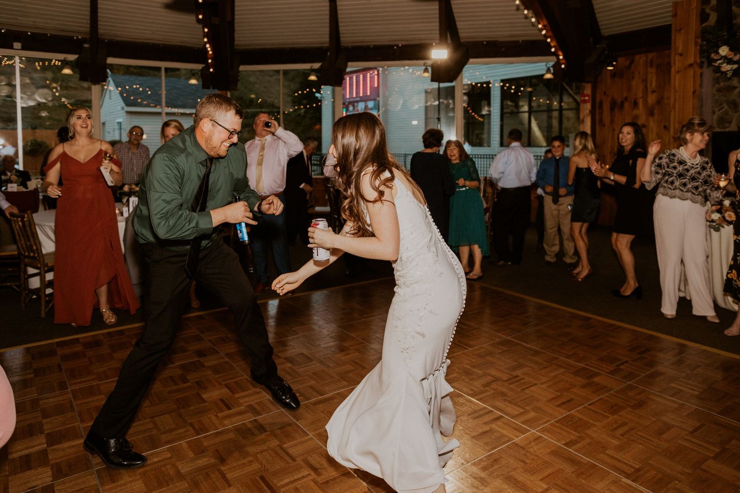 Wedding reception in the Octagon Lodge at Loon Mountain.